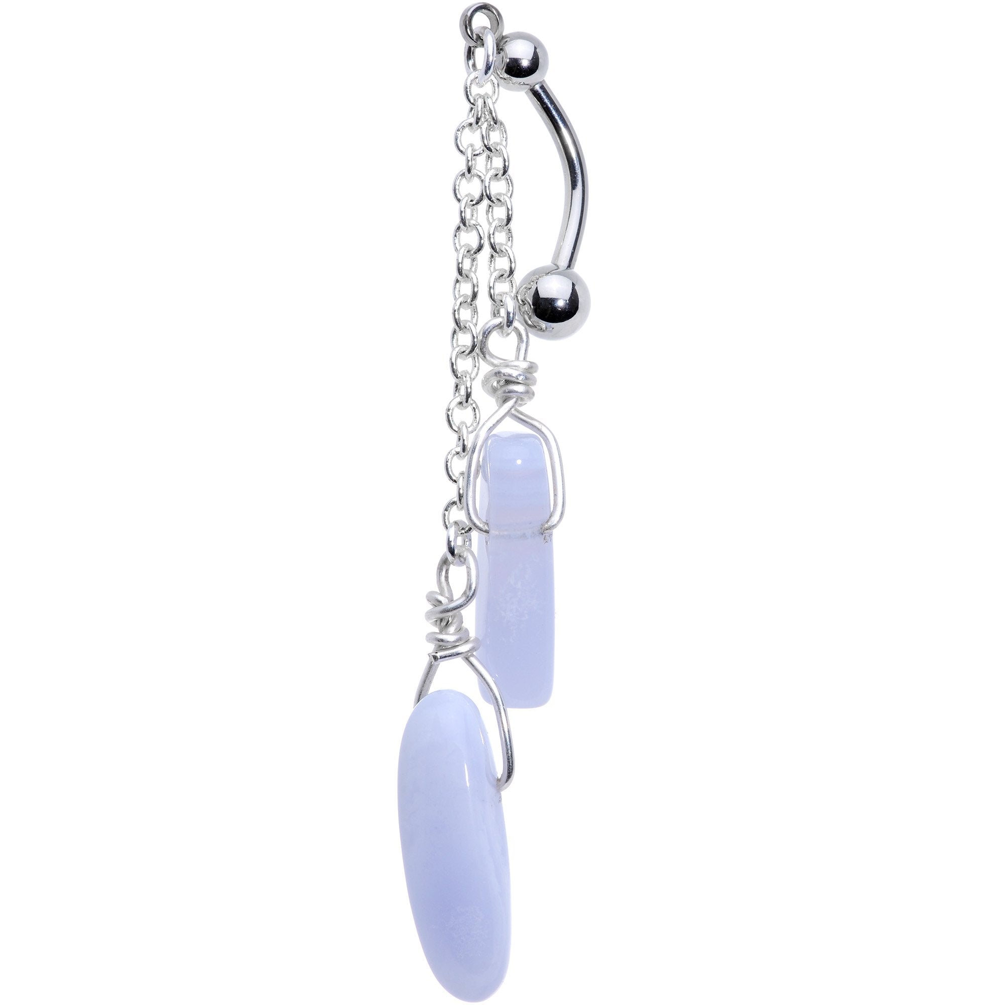 Handcrafted Blue Lace Agate Reversible Dangle Belly Ring