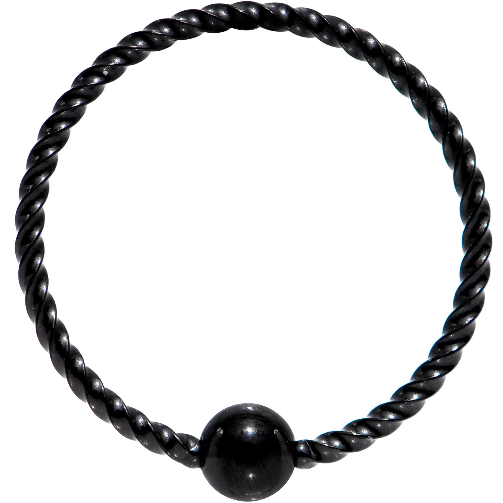 20G 3/8 Black Anodized So Twisted Captive Style Seamless Ring