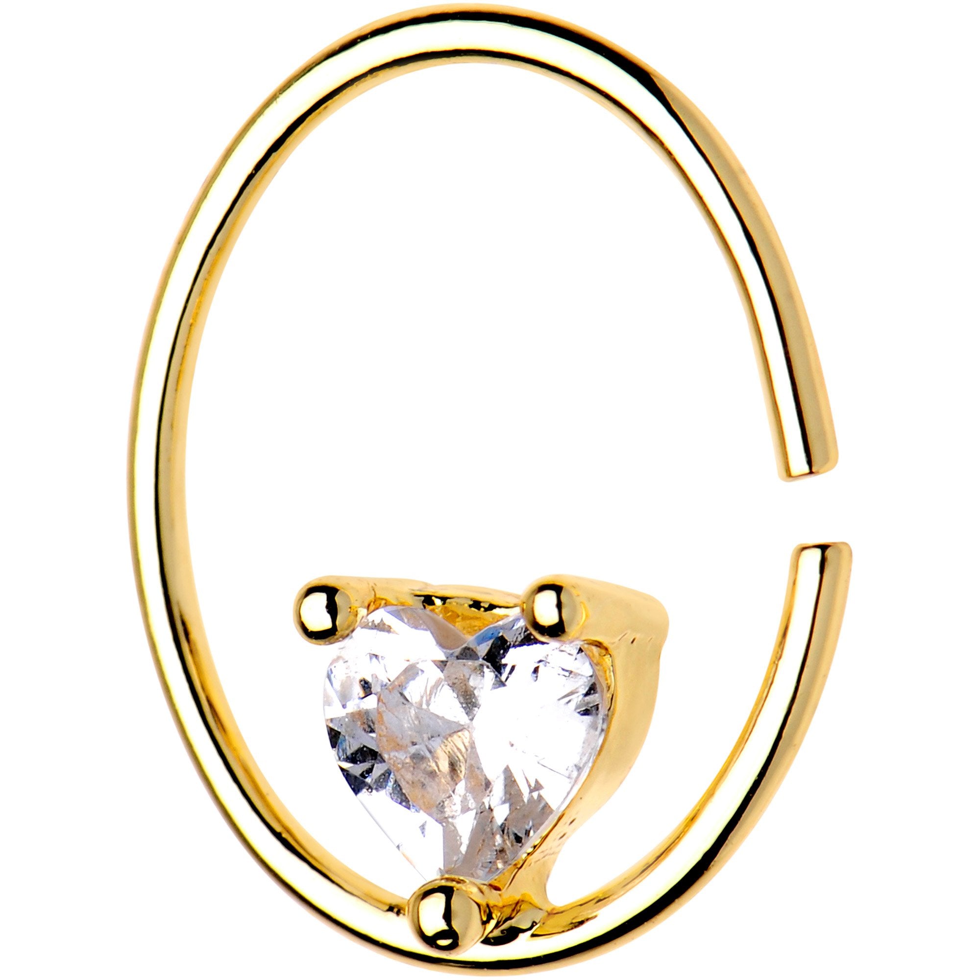 20G 3/8 Clear Heart CZ Gem Gold Tone Circular Seamless Ring