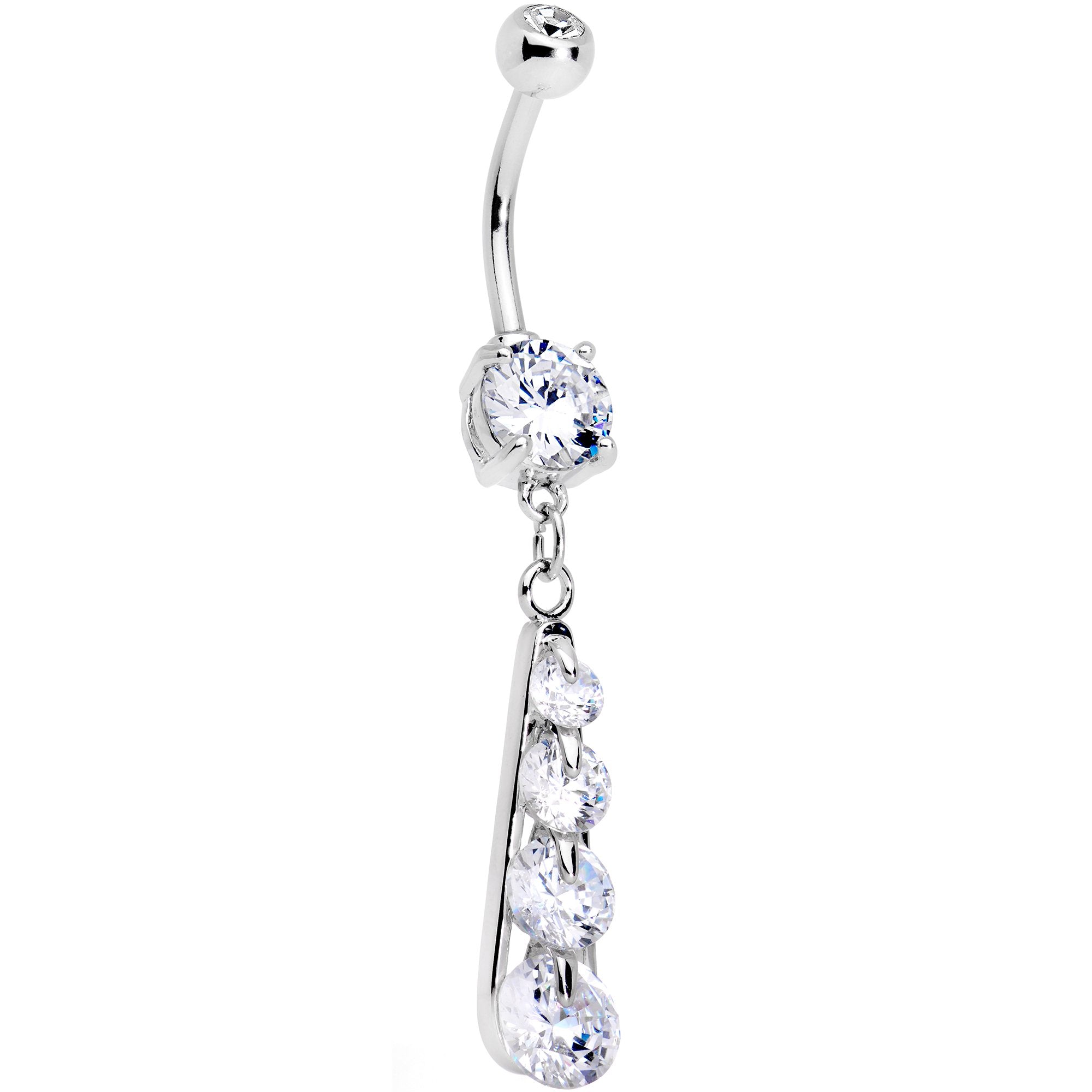 Clear Gem Cascading Waterfall Dangle Belly Ring