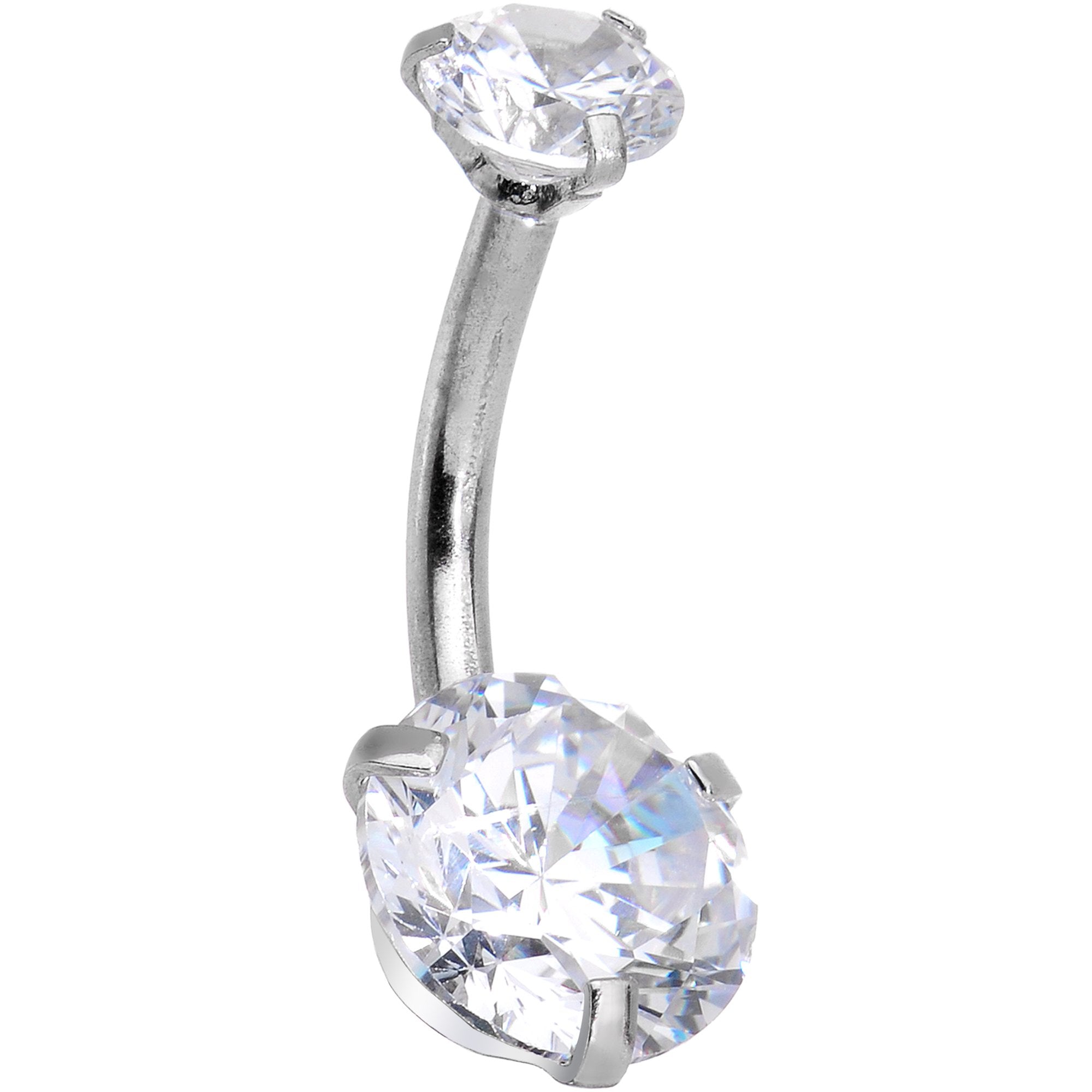 Clear Gem Feather Trio Dangle Belly Ring