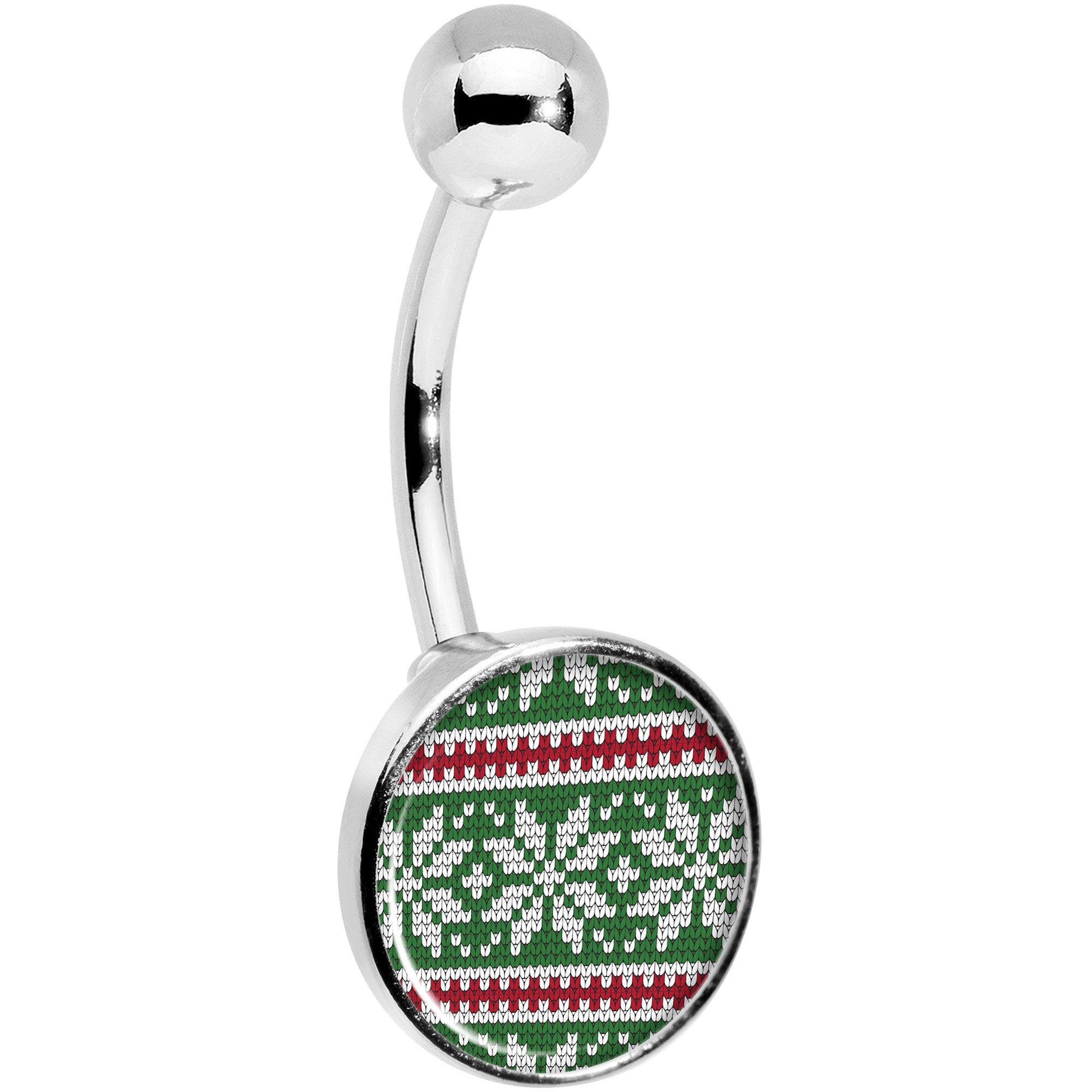 Green Red Christmas Sweater Stainless Steel Belly Ring stylish jewelry