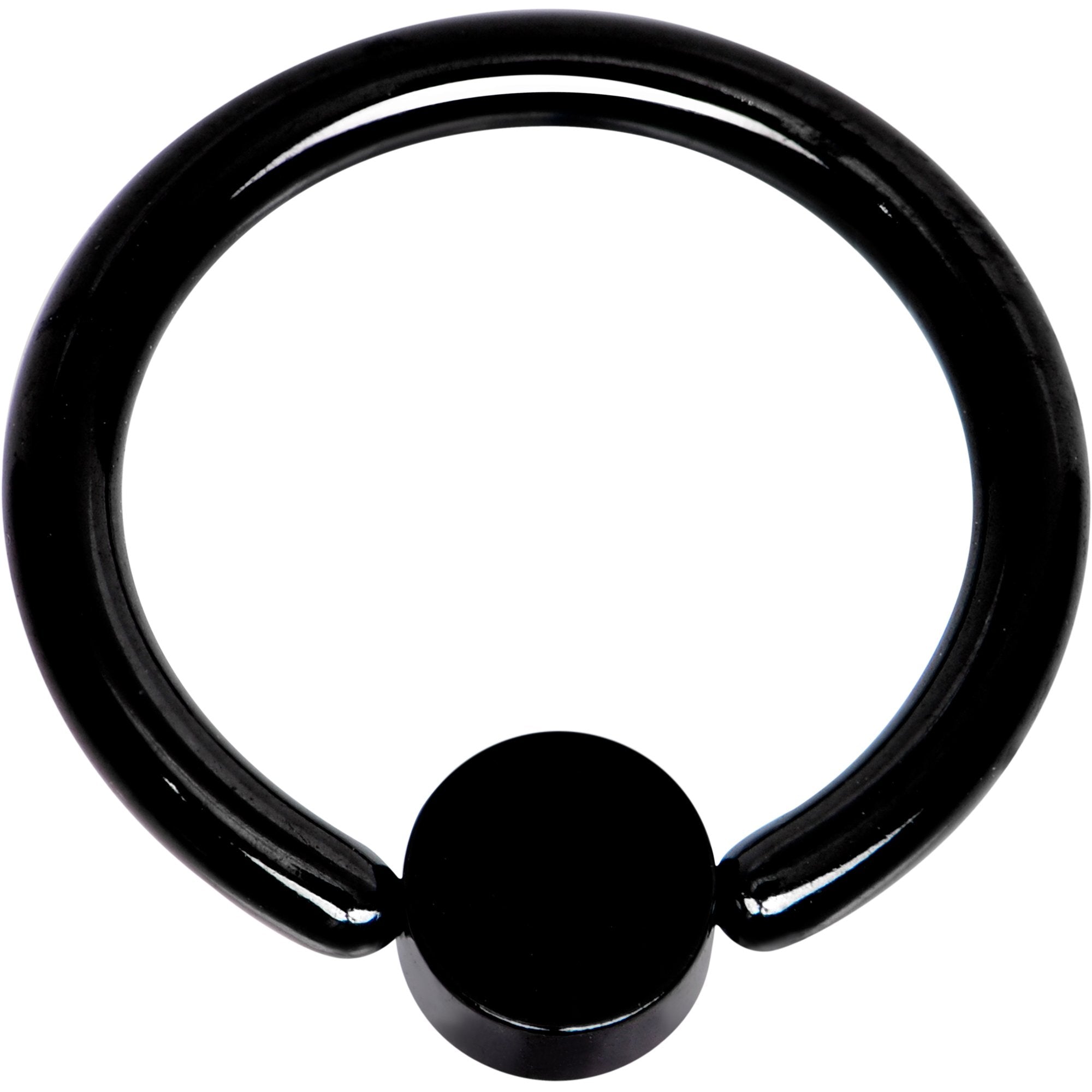 14G 3/8 White Faux Opal 4mm Disc Black BCR Captive Ring