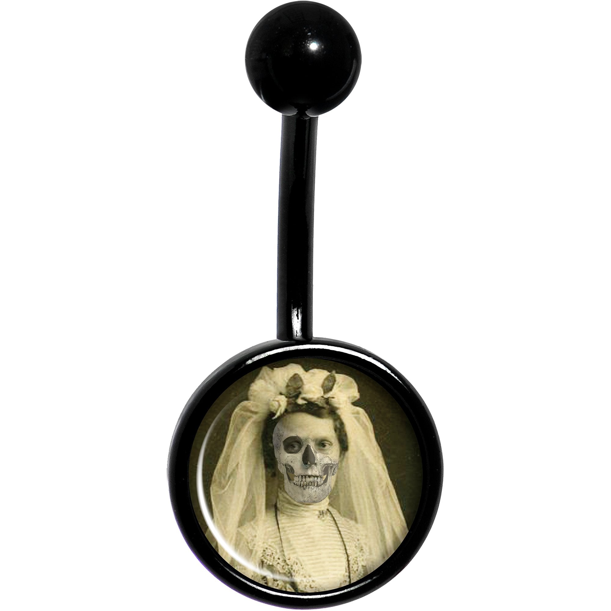 Skeleton Bride Halloween Black Stainless Steel Belly Ring lightweight comfortable
