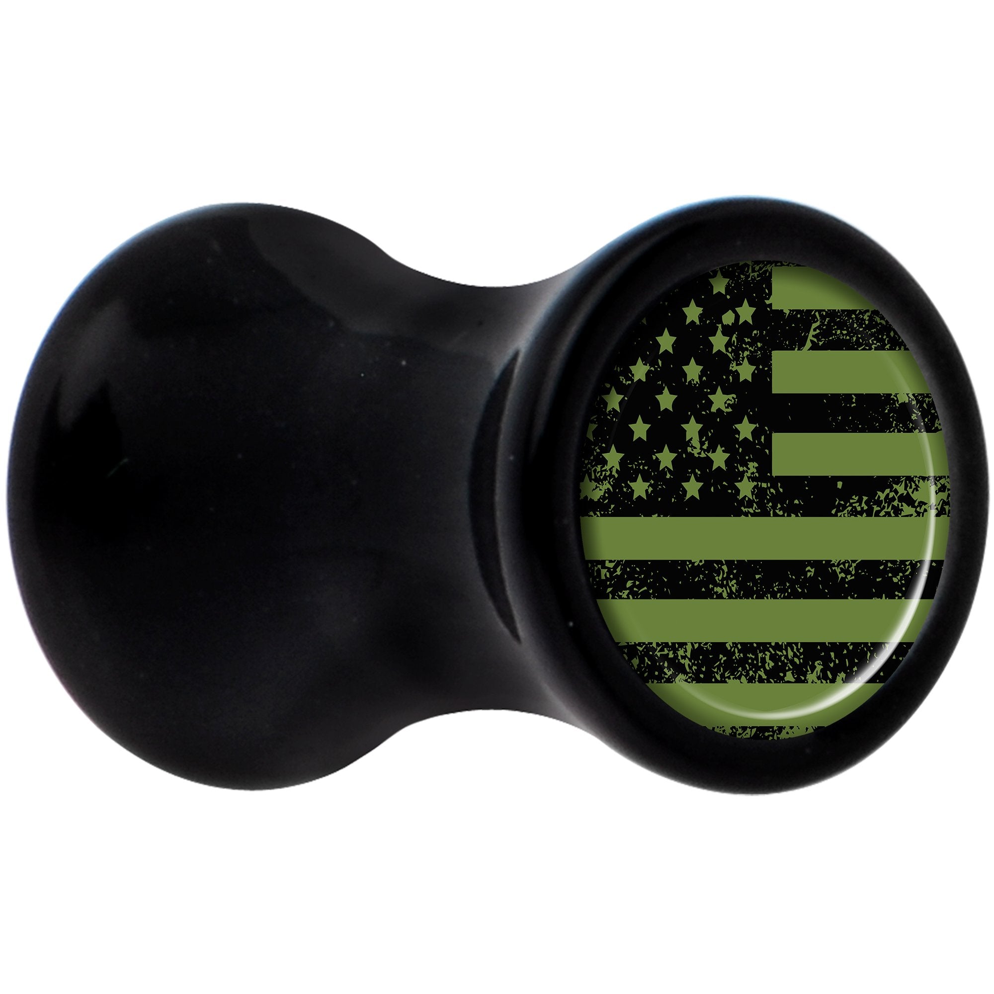 Black Acrylic Green American Flag Saddle Plug Set 4G
