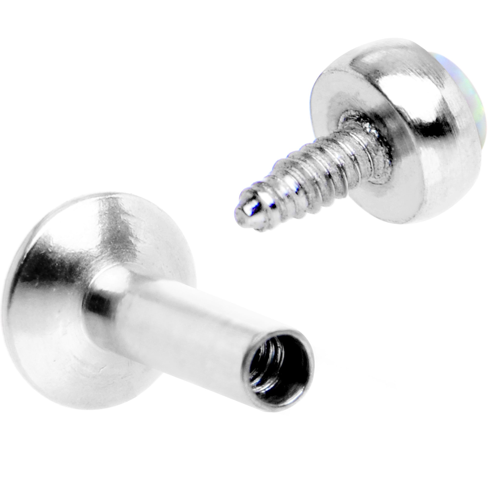 3/16 White Synthetic Opal Internally Threaded Daith Cartilage Tragus