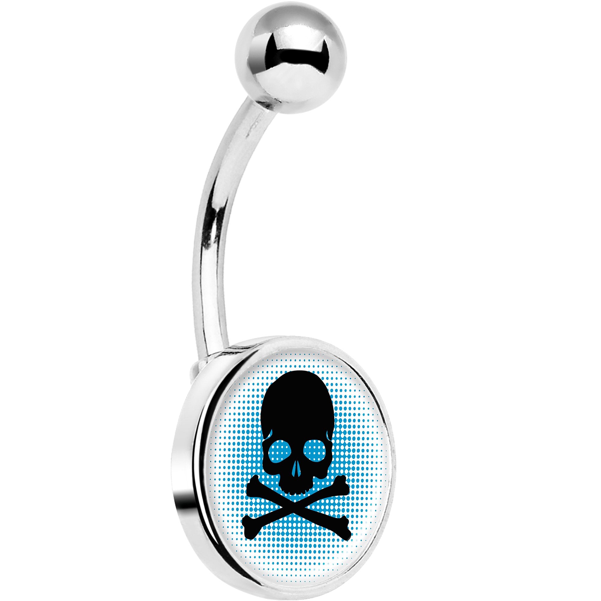 Blue Black Skull Hypoallergenic Stainless Steel Belly Ring
