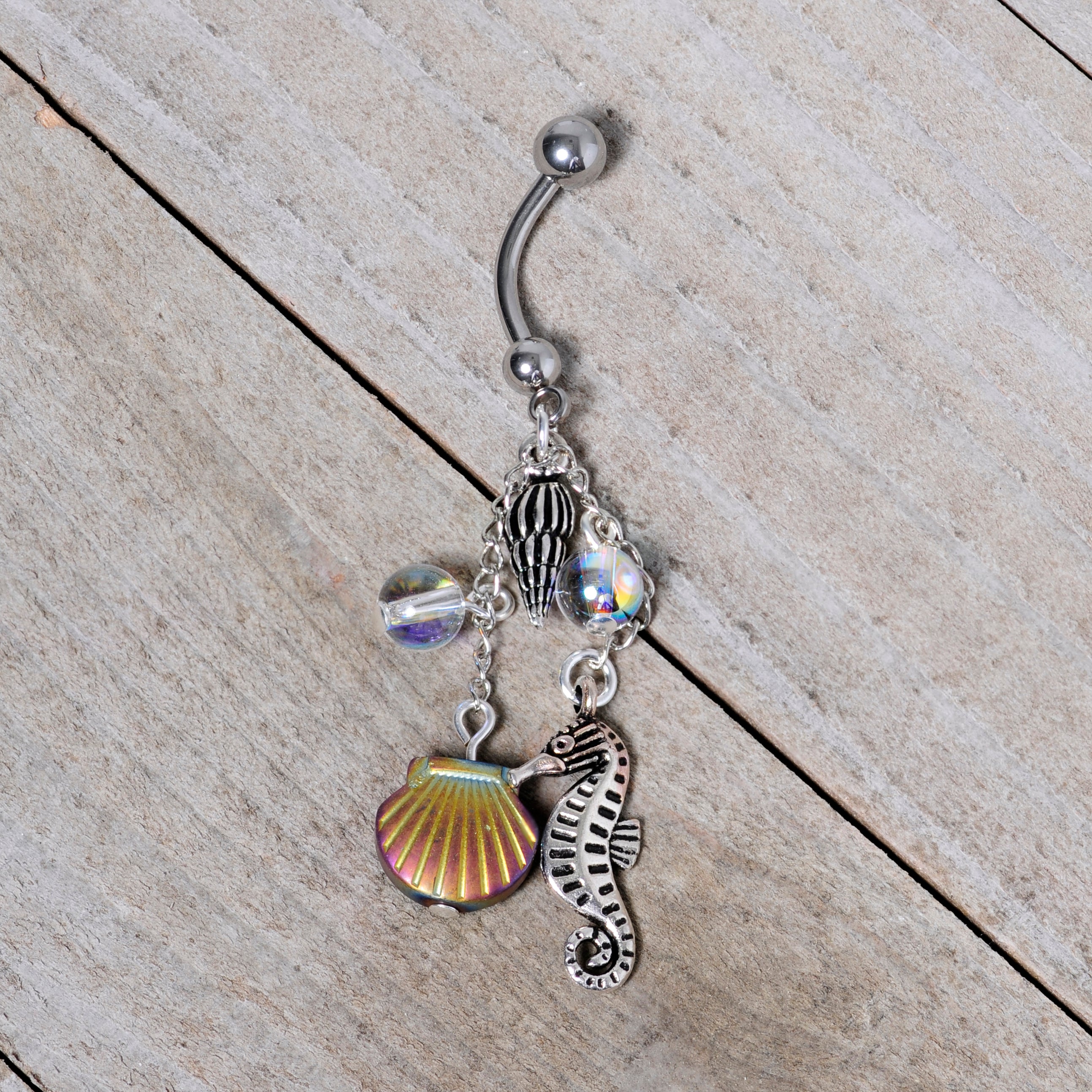 Handmade Ocean Joy Dangle Belly Ring Created with Crystals