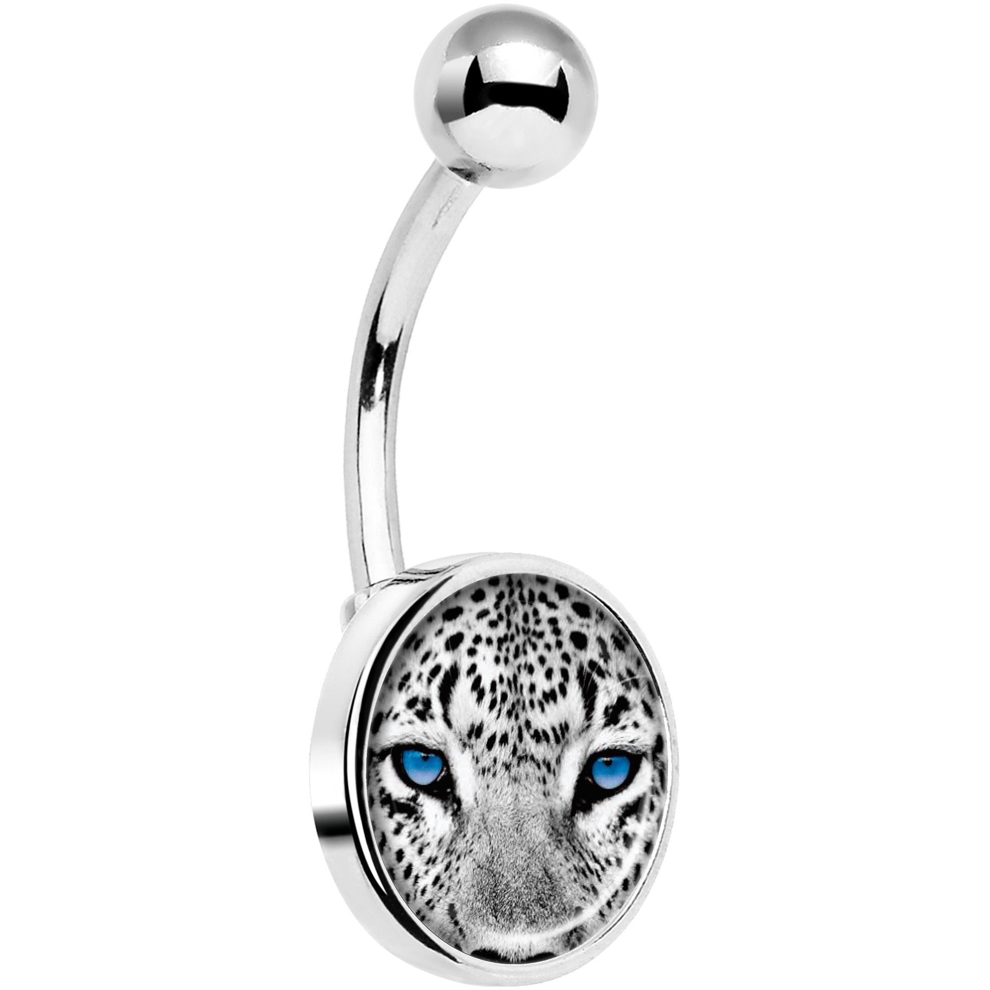 Black White Leopard Eyes Hypoallergenic Stainless Steel Belly Ring