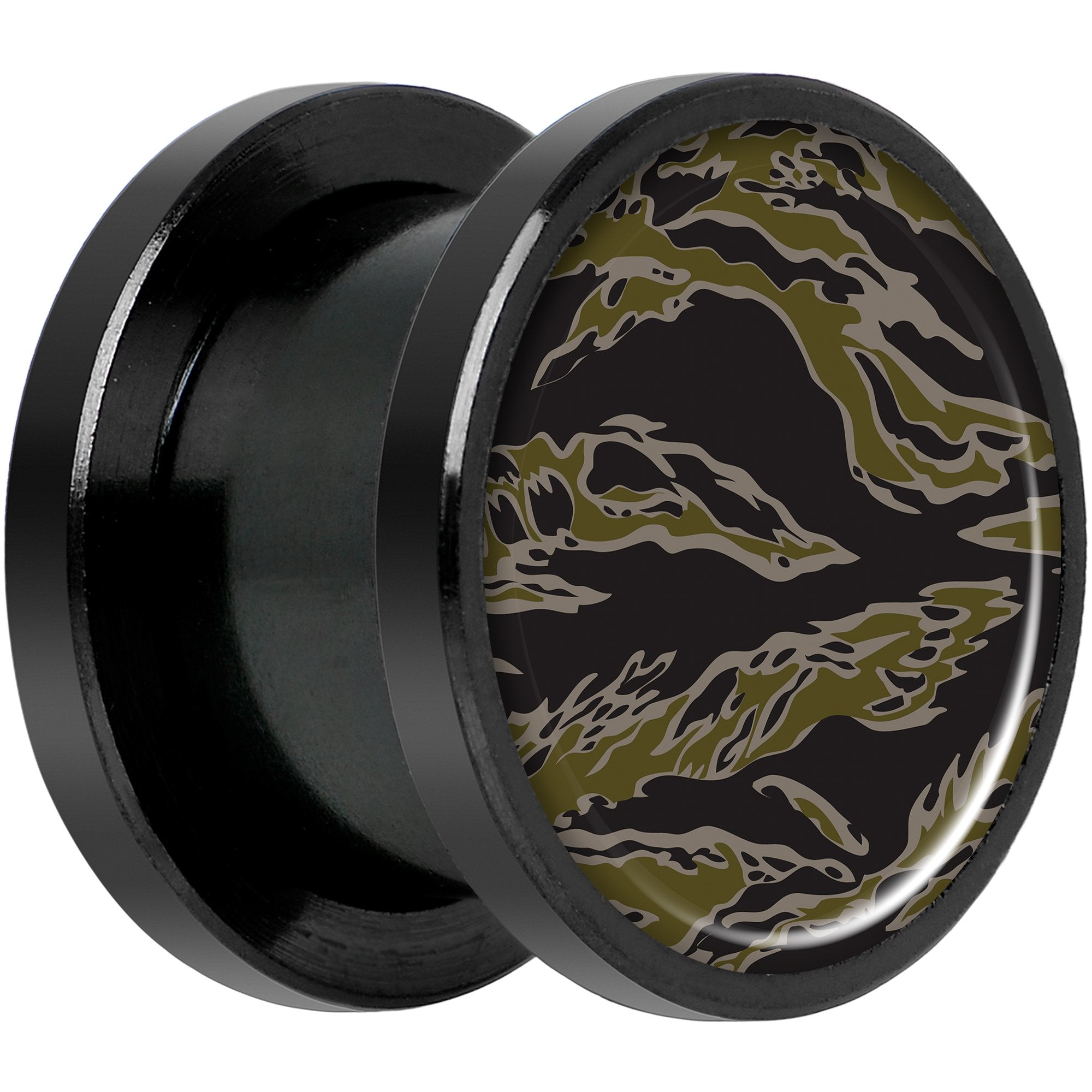 Tiger Camo Print Black Anodized Screw Fit Plug Set 1/2