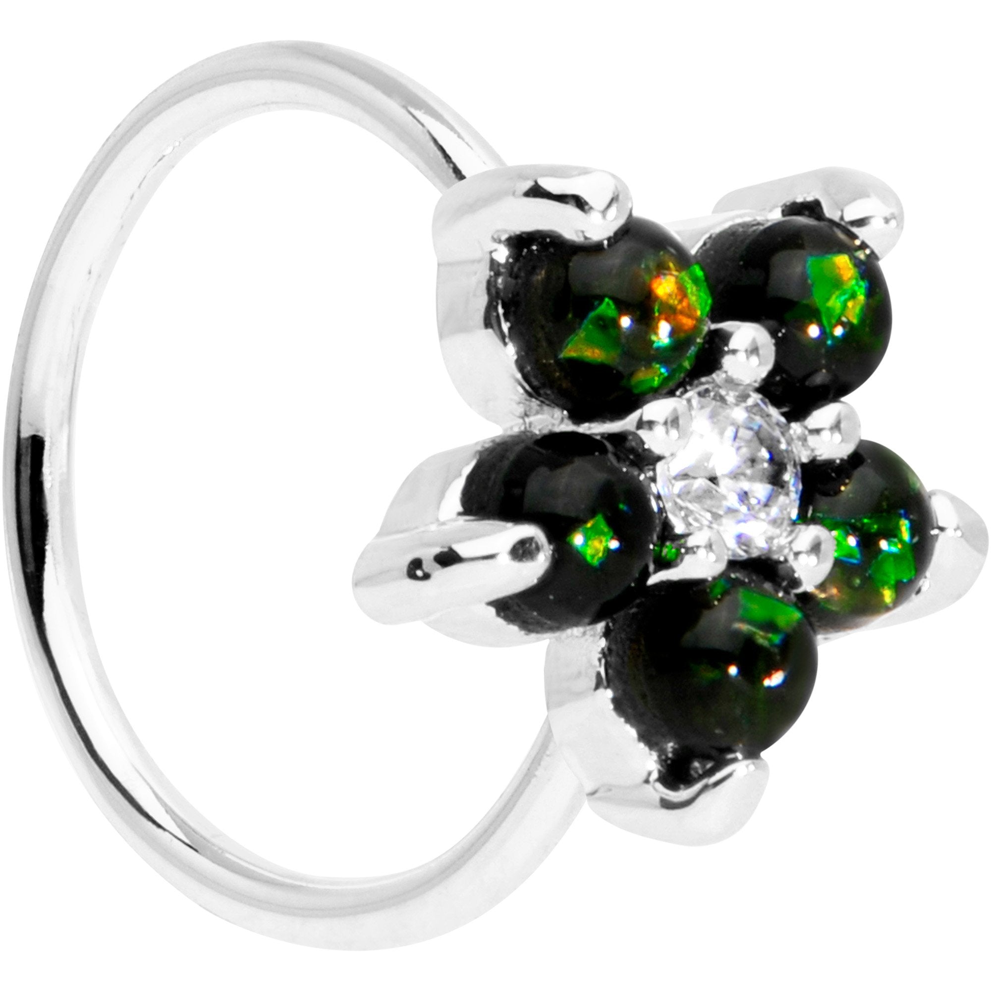 20G 5/16 Clear CZ Green Faux Opal Seamless Circular Ring