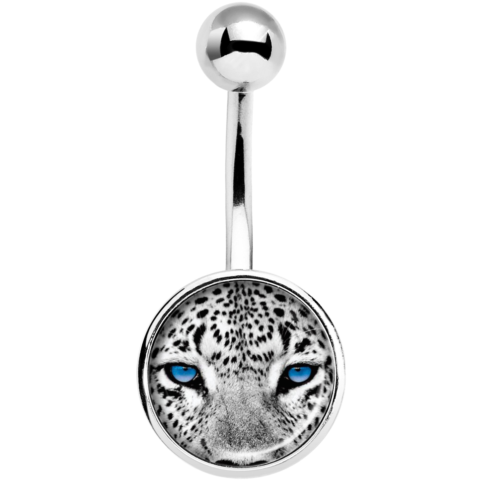 Black White Leopard Eyes Stainless Steel Belly Ring lightweight comfortable