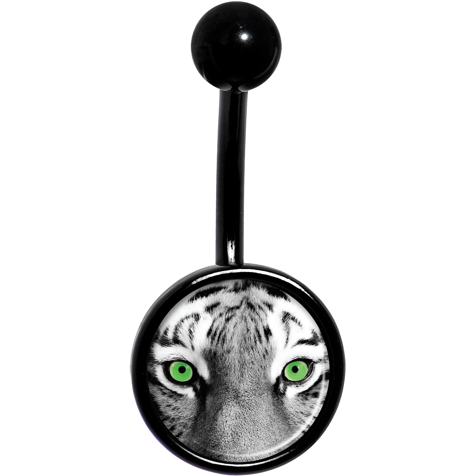 Black White Tiger Eyes Black Stainless Steel Belly Ring lightweight comfortable