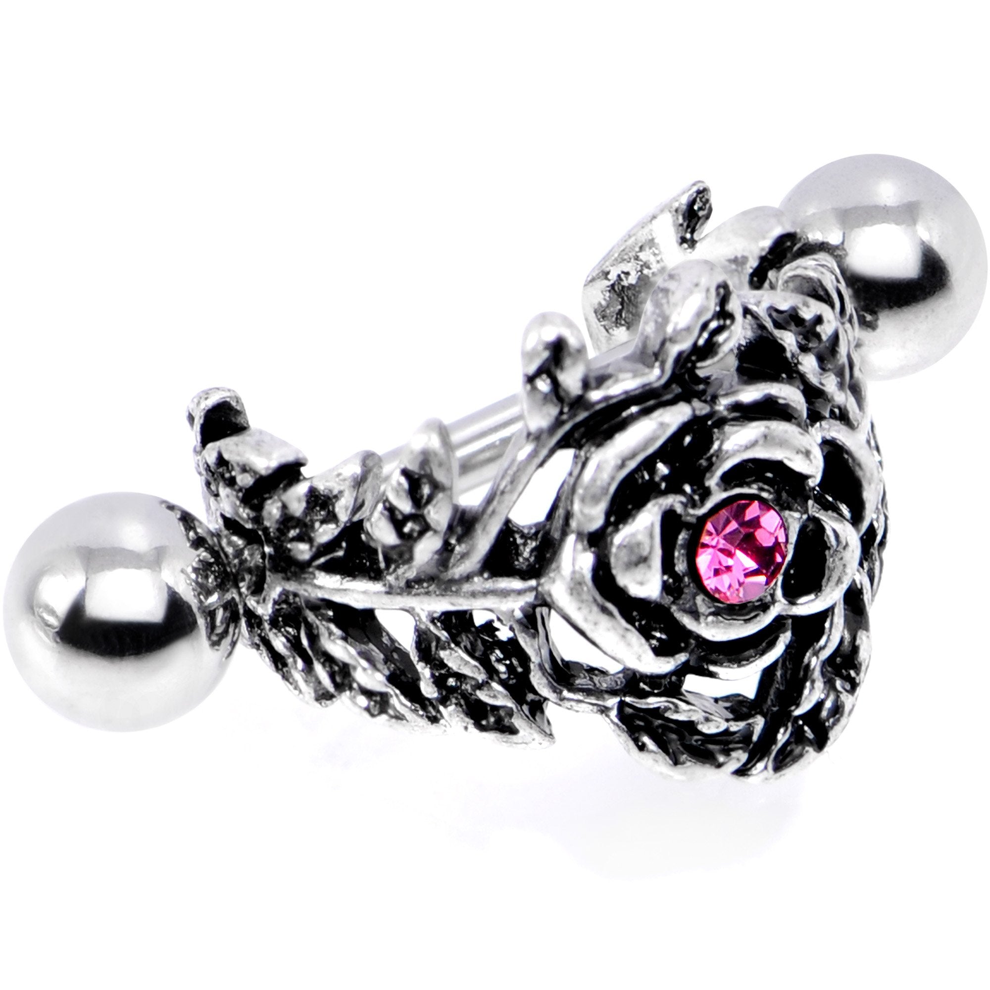 16G 1/2 Pink Gem Floral Wreath Cuff Cartilage Earring