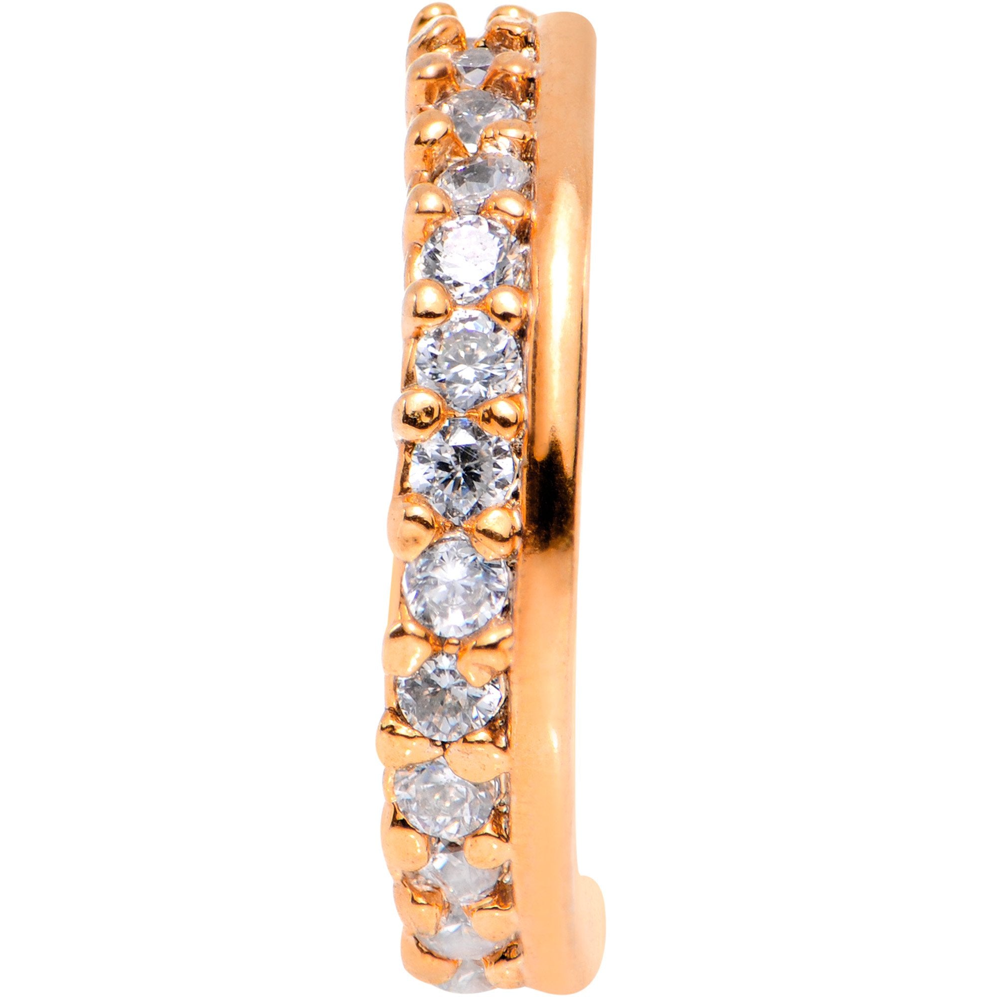 18G Clear CZ Gem Rose Gold Tone Sleek Seamless Circular Ring
