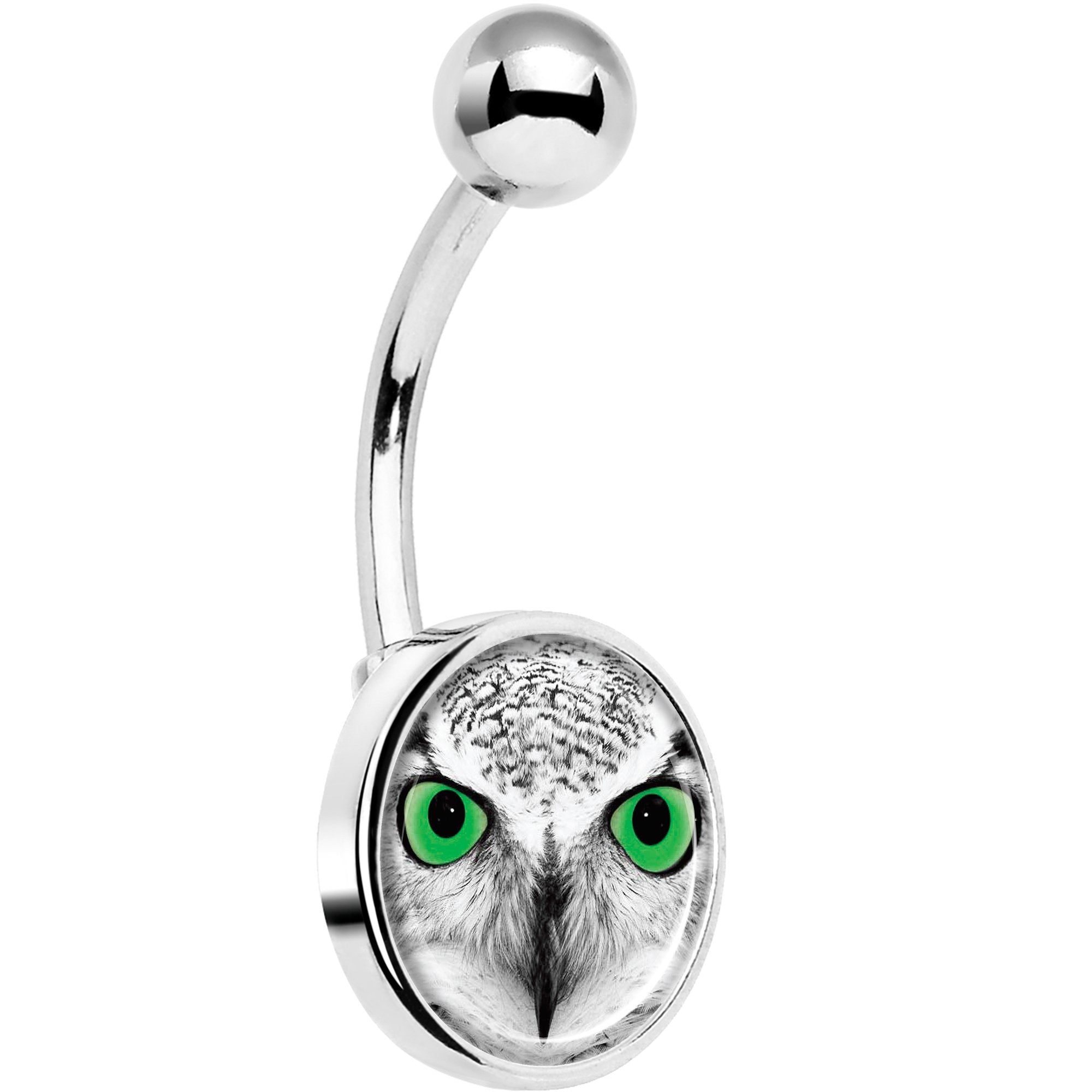 Black White Owl Hypoallergenic Stainless Steel Belly Ring