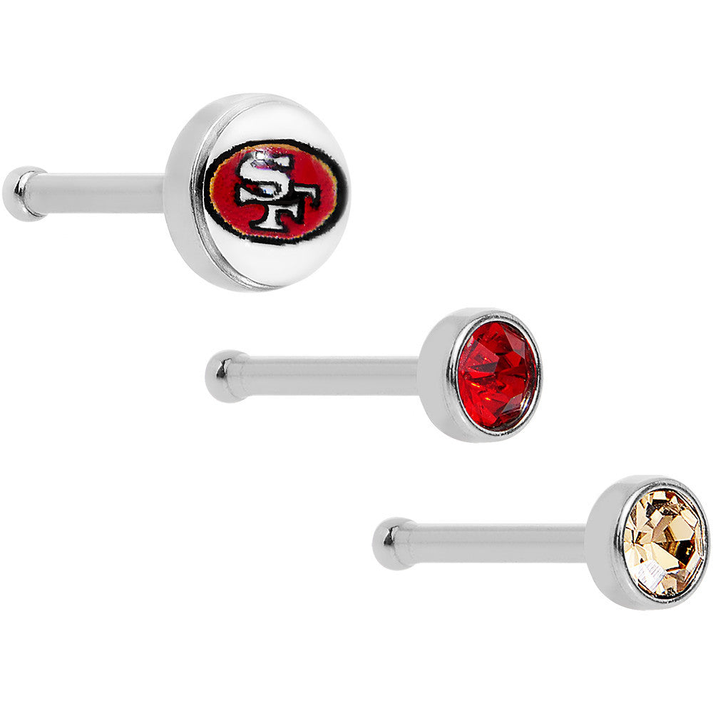 20G Licensed NFL San Francisco 49ers Logo Nose Bone 3 Pack Set