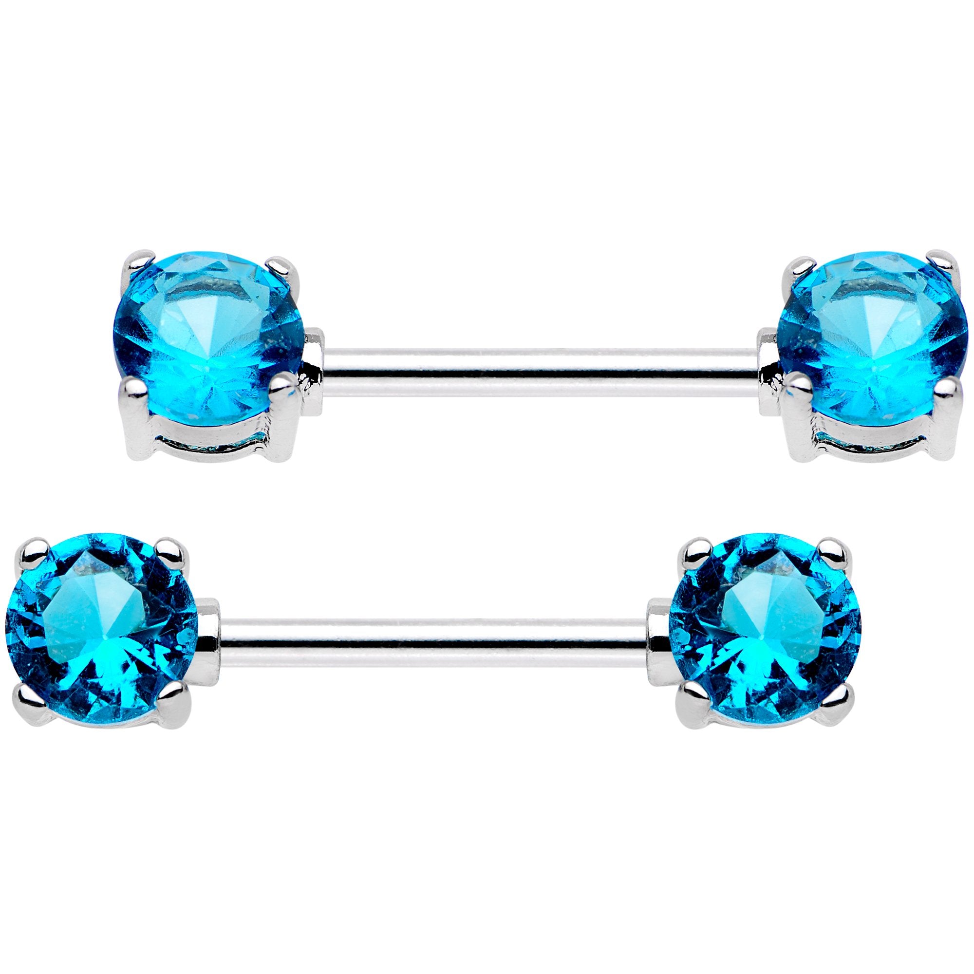 14G 9/16 Multi Color Gem Fun Barbell Nipple Ring Pack Set of 6