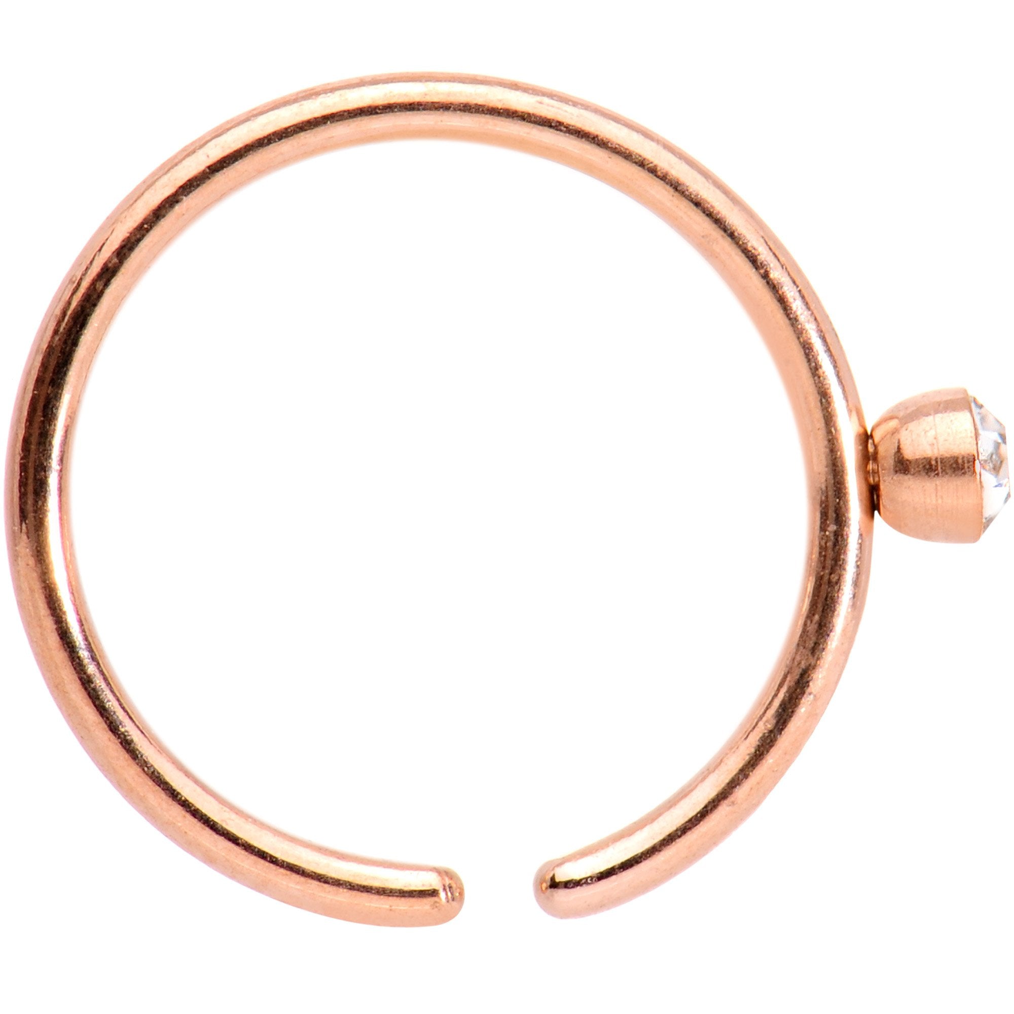 20G 5/16 Clear Gem Rose Gold Tone IP Seamless Circular Ring