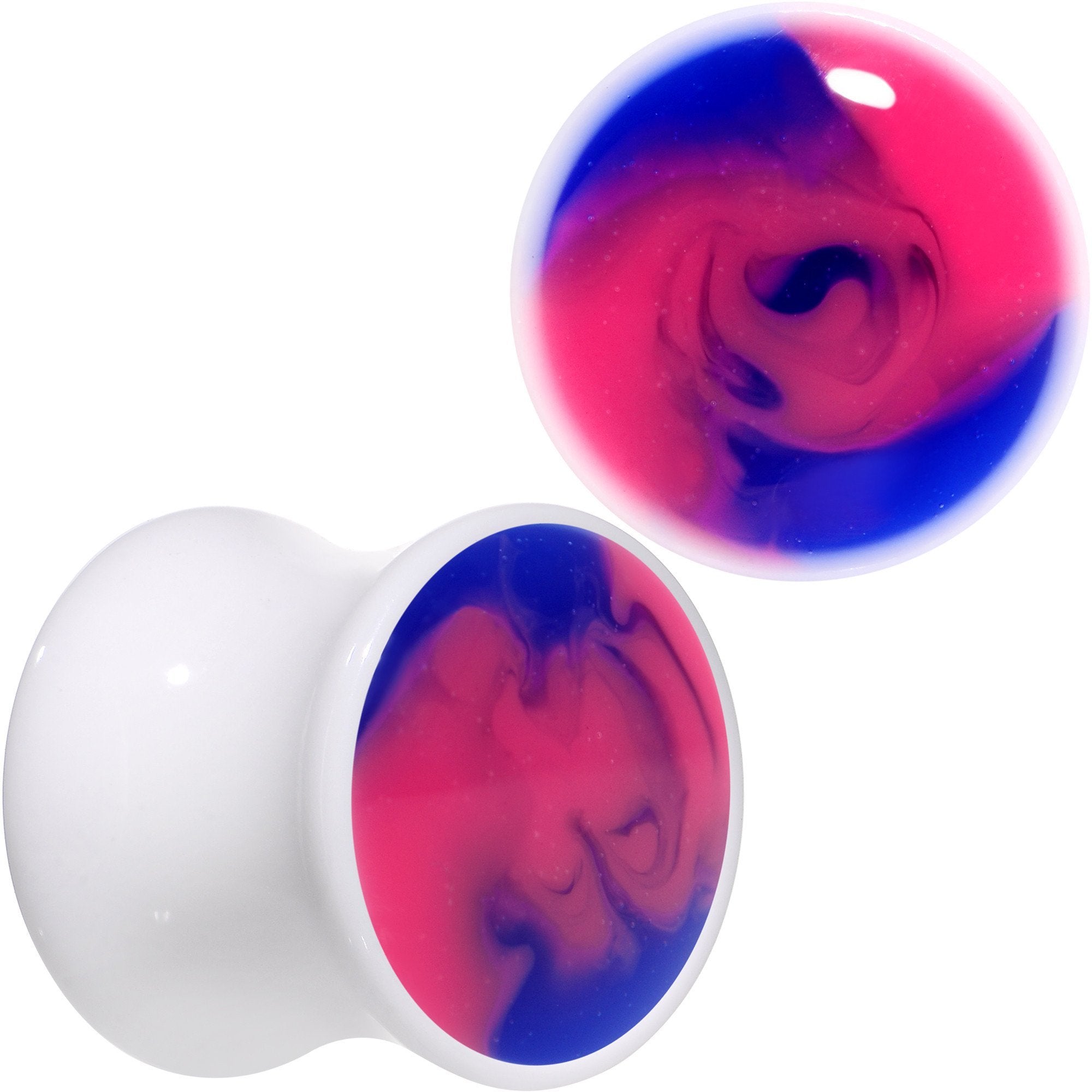 Blue and Pink Candy Swirl Saddle Plug Set Available in Sizes 0G to 20mm