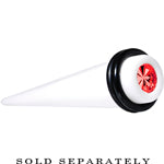 White Acrylic Red Flashy Tire Rim Taper 2G to 20mm