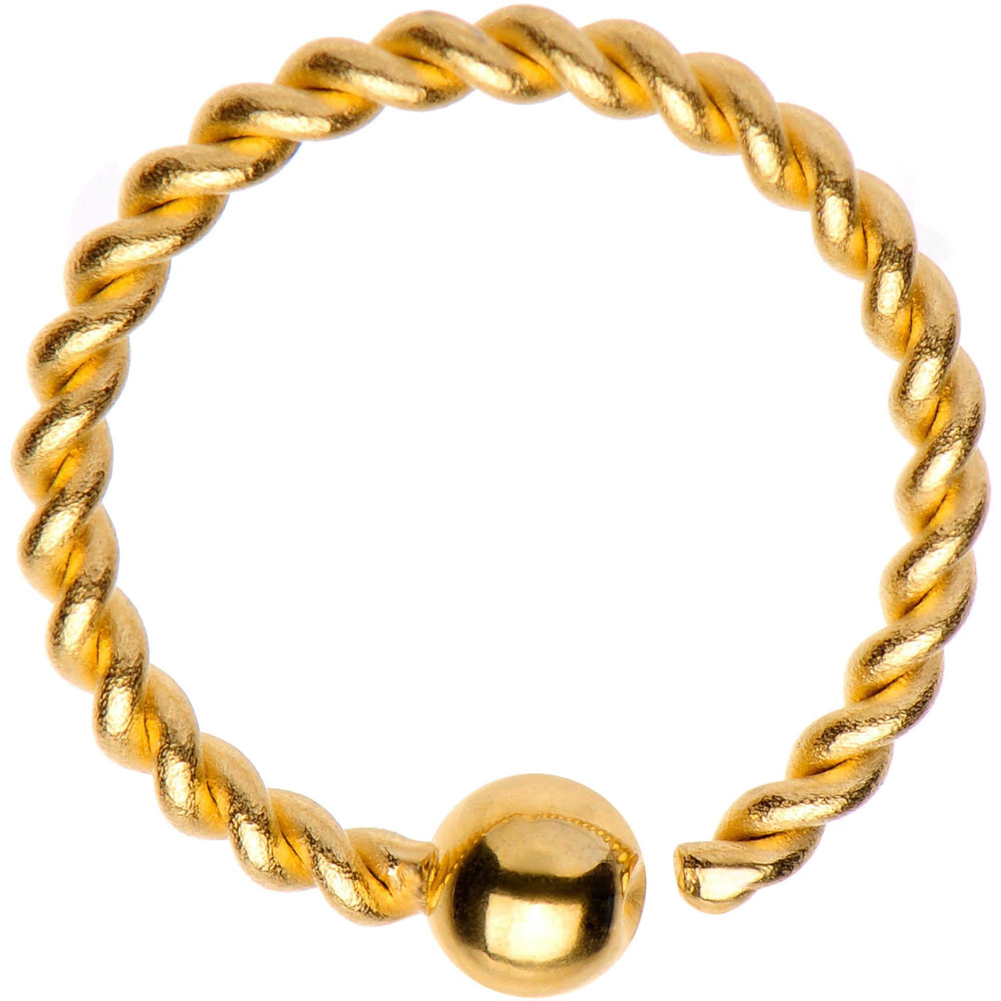 16G 3/8" Gold Tone IP So Twisted Captive Style Seamless Ring