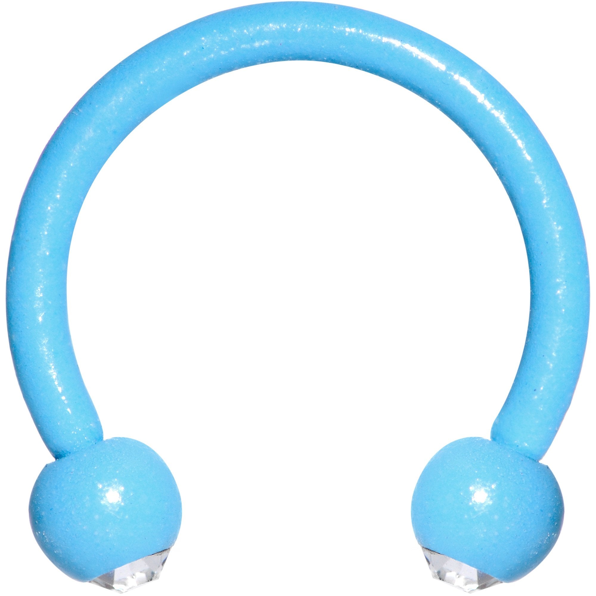 16G Clear Gem Blue Glow in the Dark Horseshoe Circular Barbell