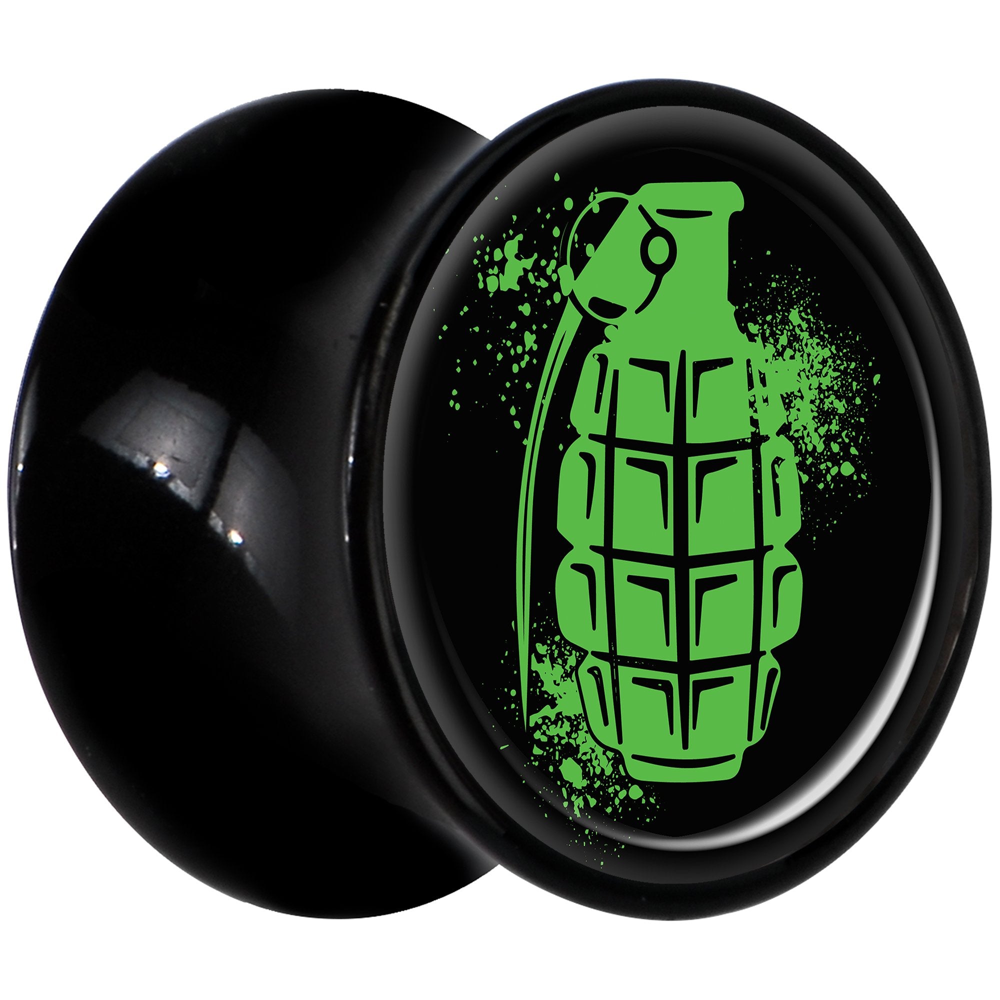 Black Acrylic Green Grenade Saddle Plug Set 1/2