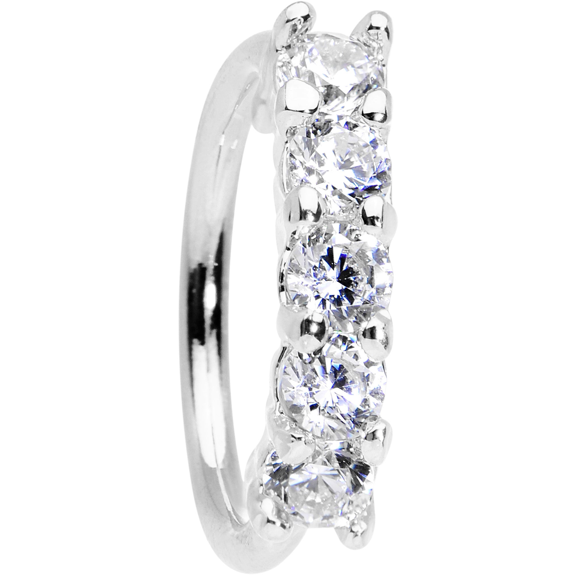 18G 5/16 Clear CZ Quintet Seamless Circular Ring