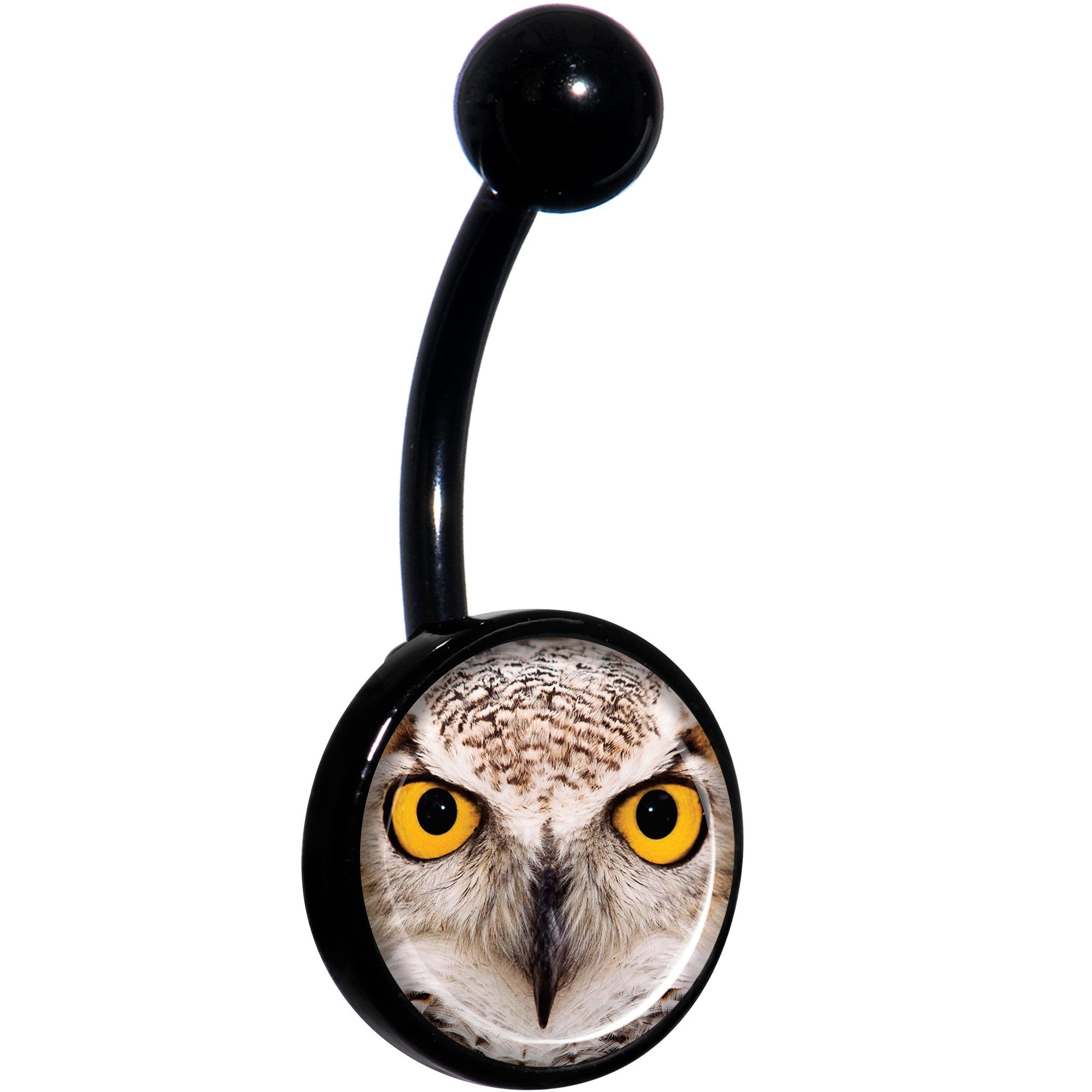Full Color Owl Black Hypoallergenic Stainless Steel Belly Ring