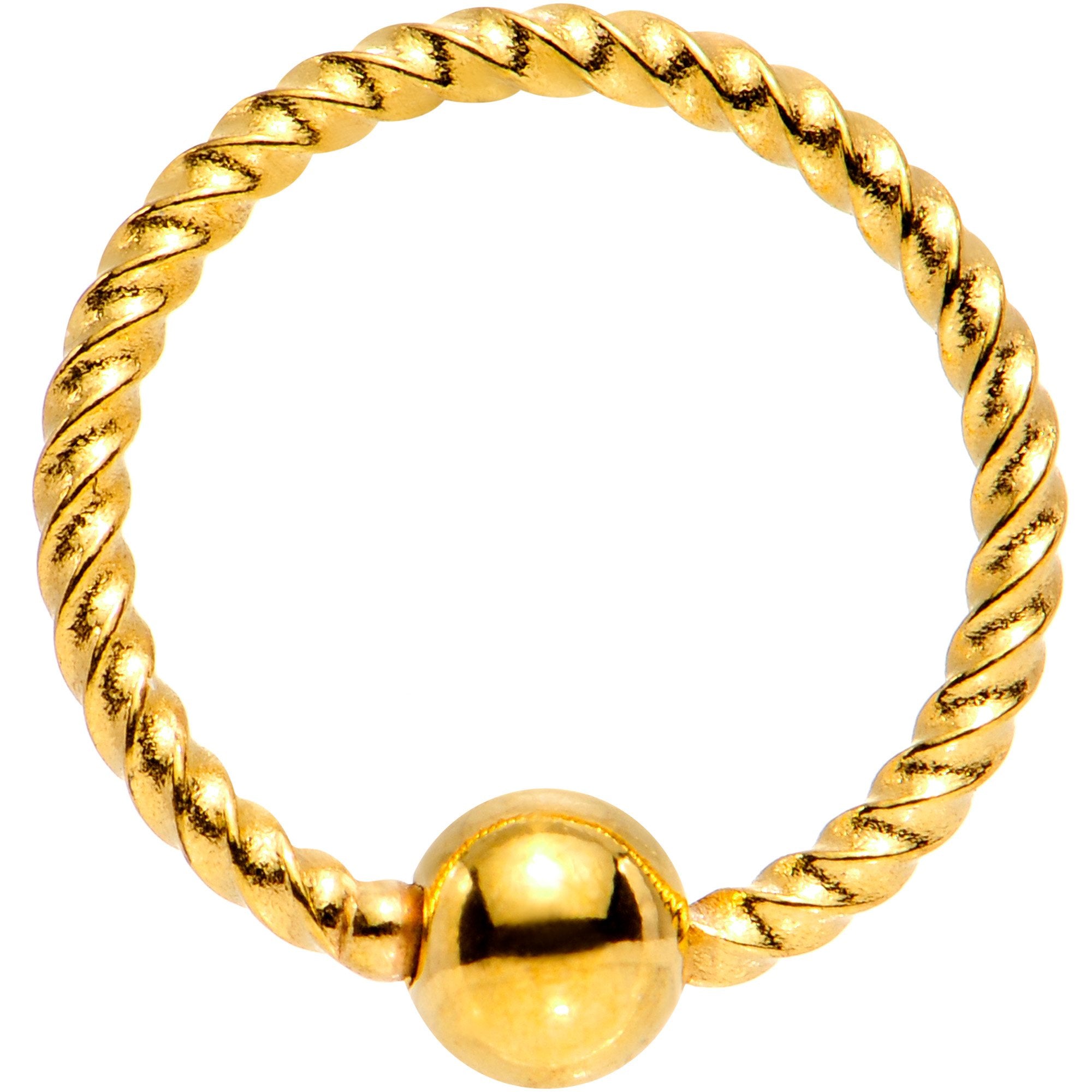 18G 5/16 Gold Tone Anodized So Twisted Captive Style Seamless Ring