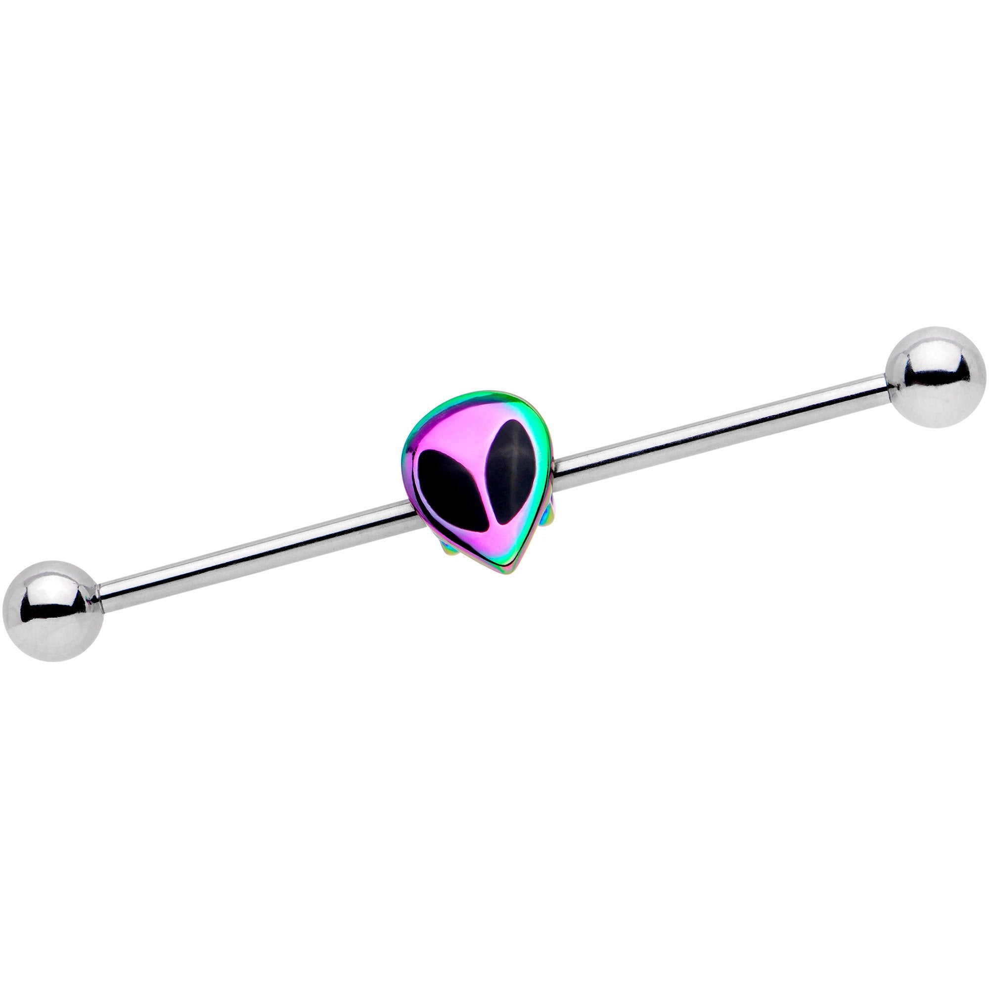 14G Rainbow Radical Alien Industrial Barbell 38mm