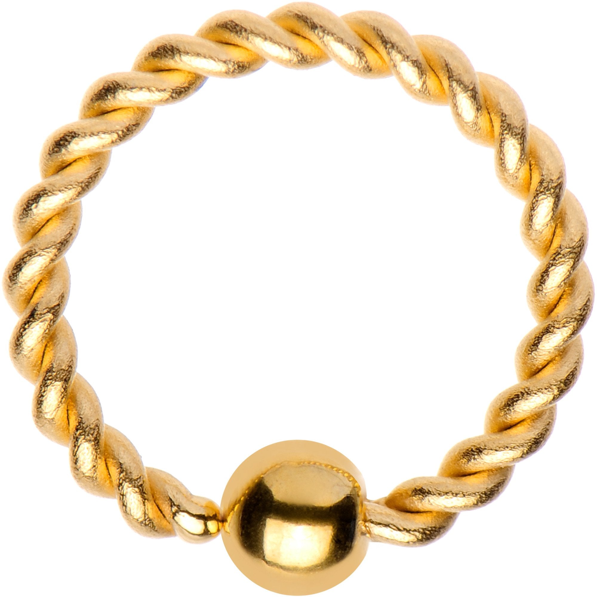 16G 5/16 Gold Tone IP Seriously Twisted BCR Captive Ring