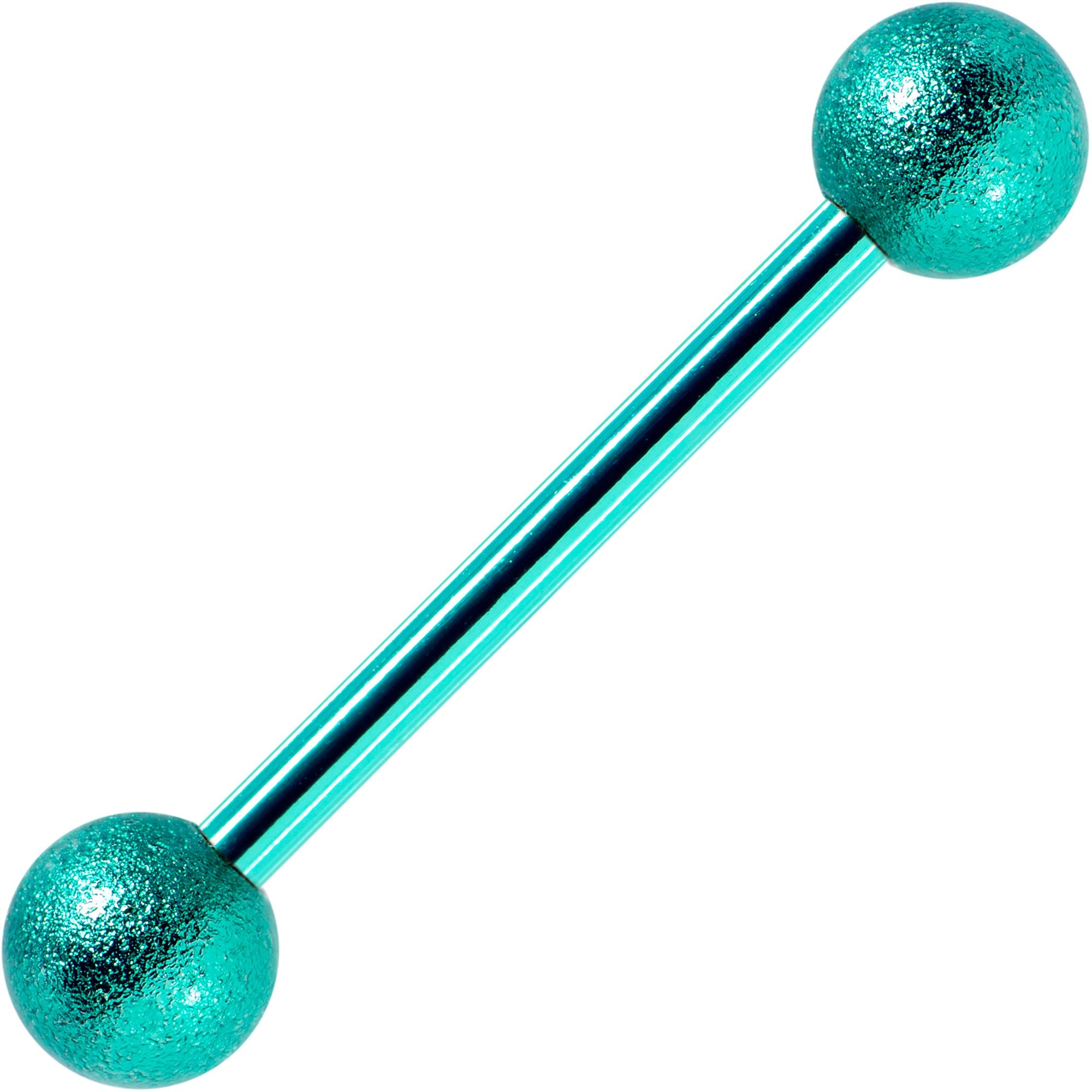 14G 5/8 Green Color PVD Sandblasted Barbell Tongue Ring