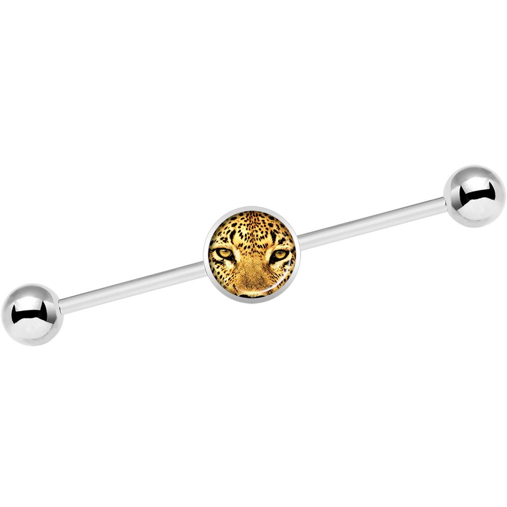 14G Full Color Leopard Eyes Industrial Barbell 37mm
