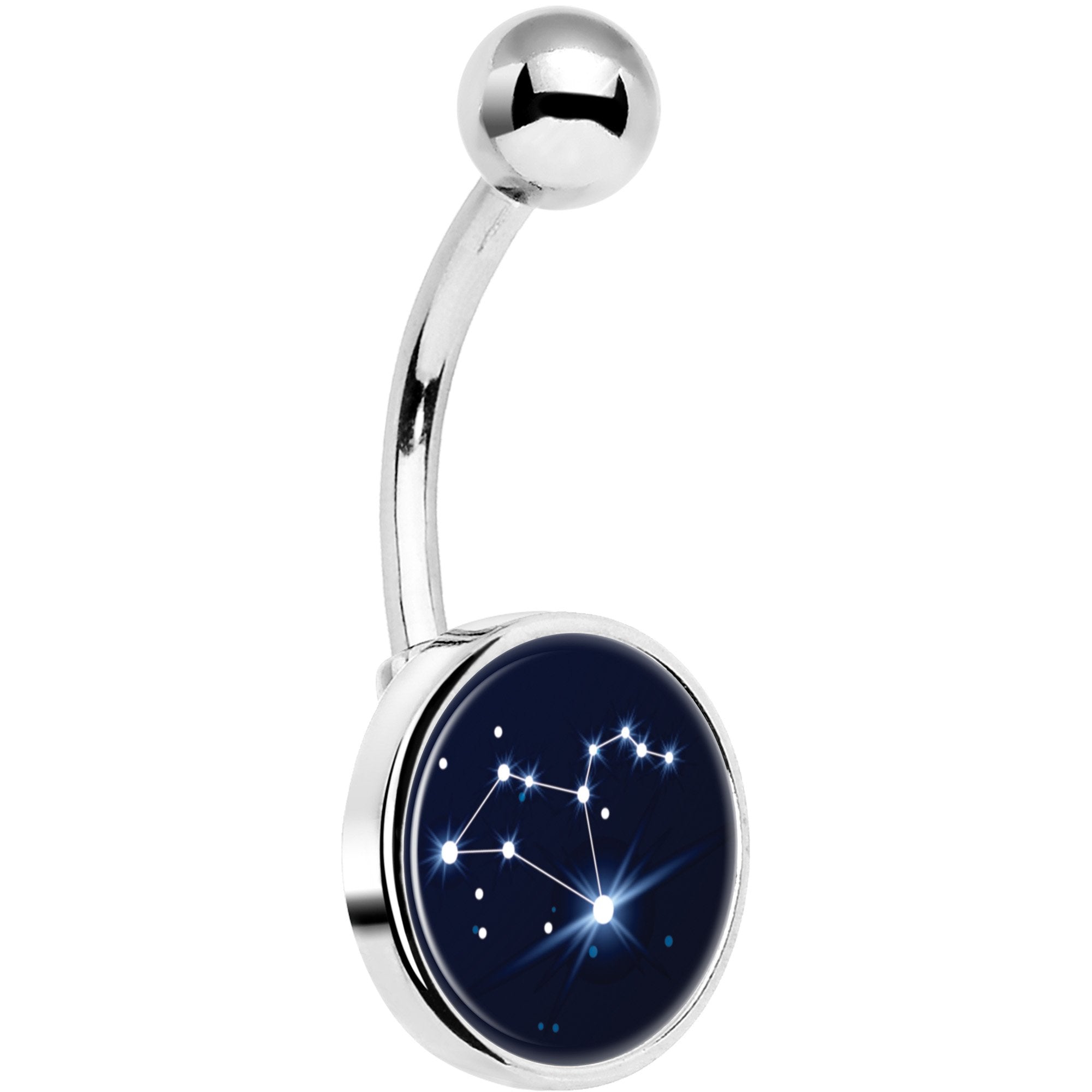 Zodiac Constellation Leo Hypoallergenic Stainless Steel Belly Ring