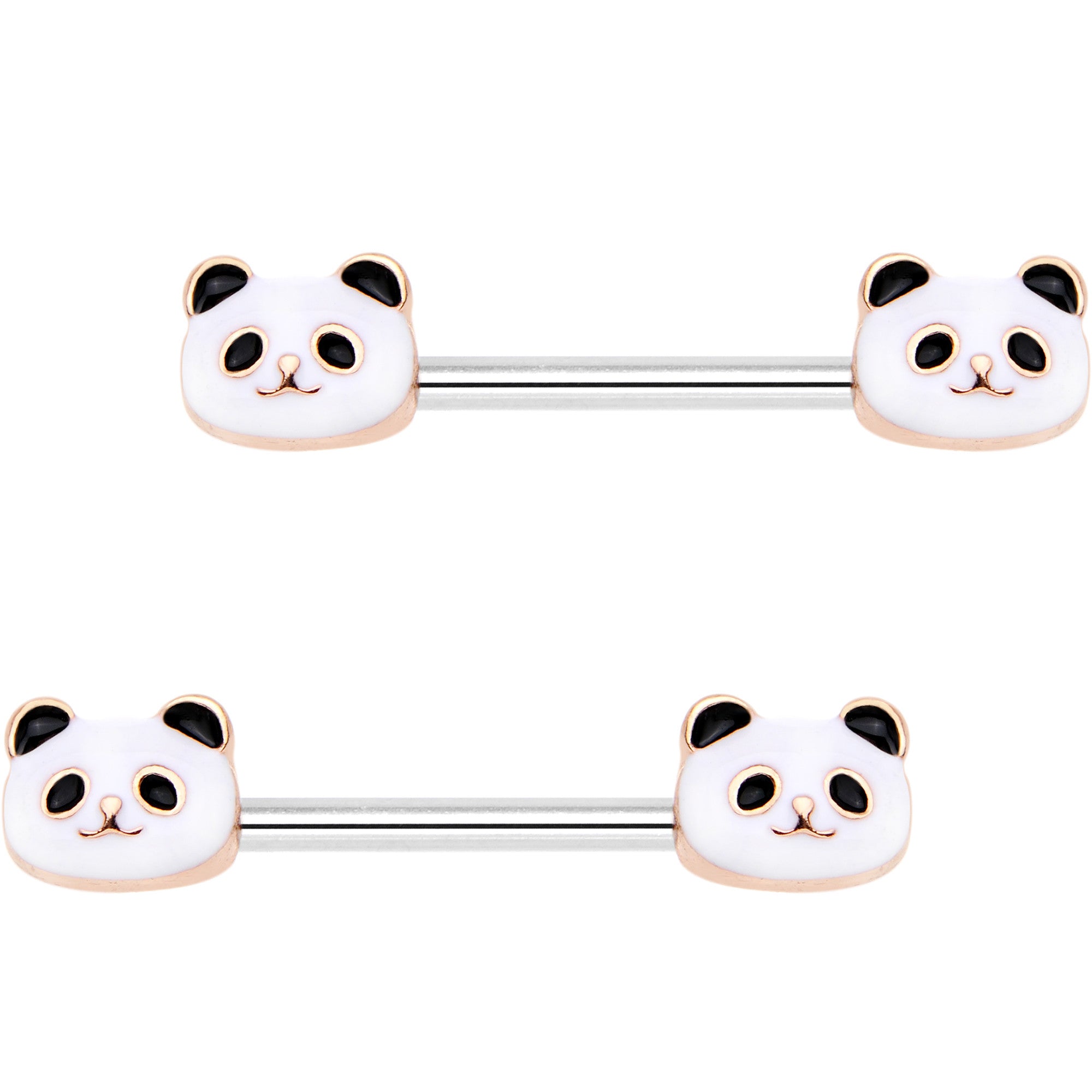 14G 13mm Peaceful Panda Barbell Nipple Ring Set