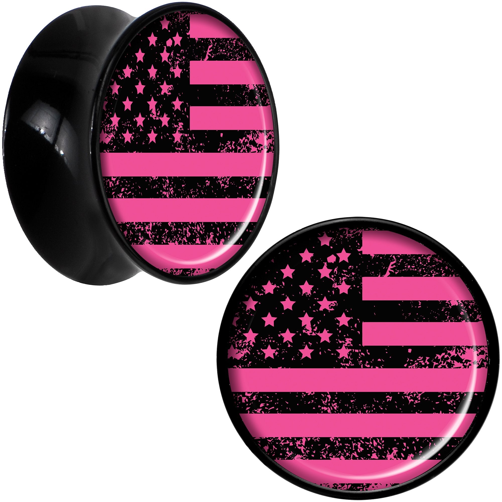 Black Acrylic Pink American Flag Saddle Plug Set 20mm