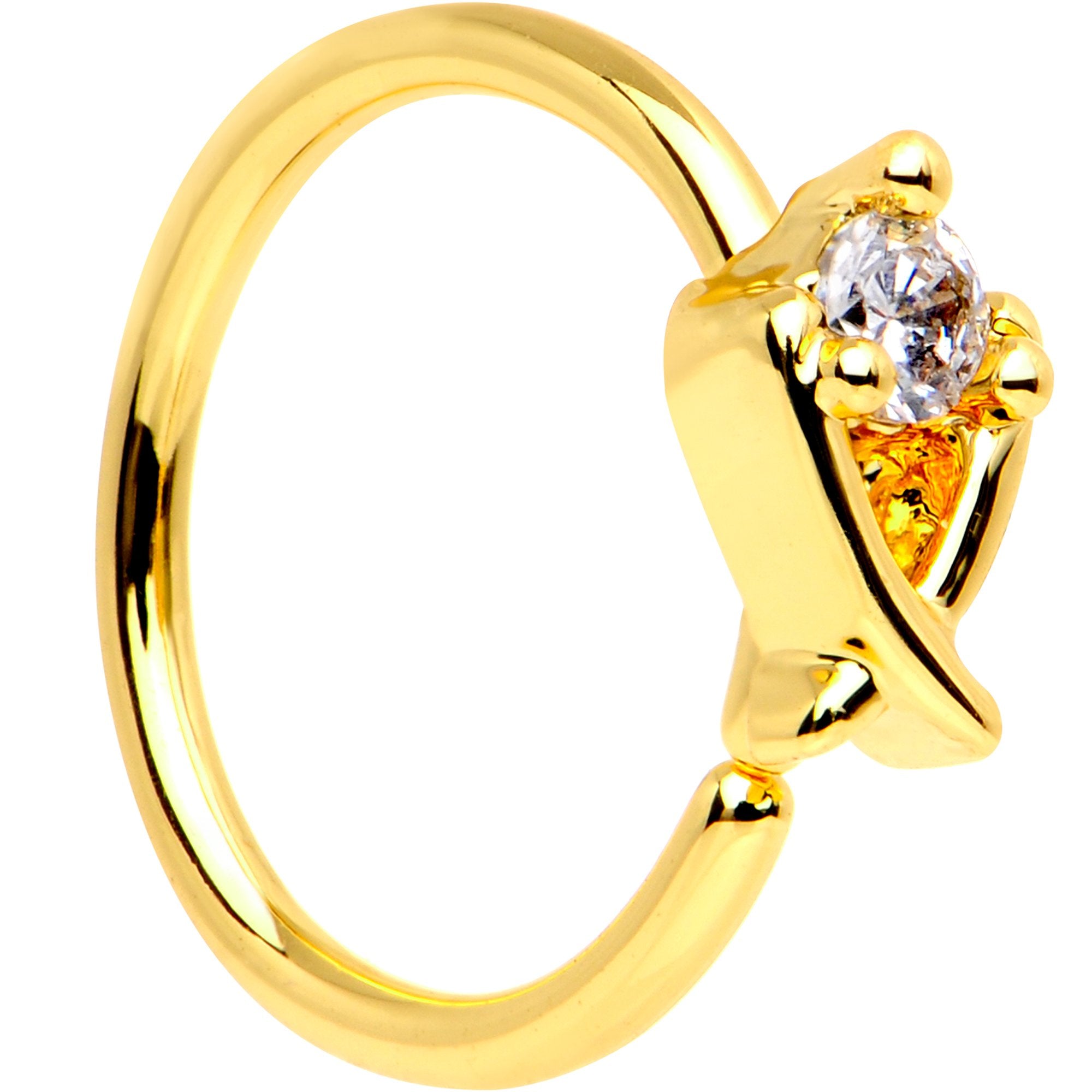20G 5/16 Clear CZ Gem Gold PVD Crisscross Seamless Circular Ring