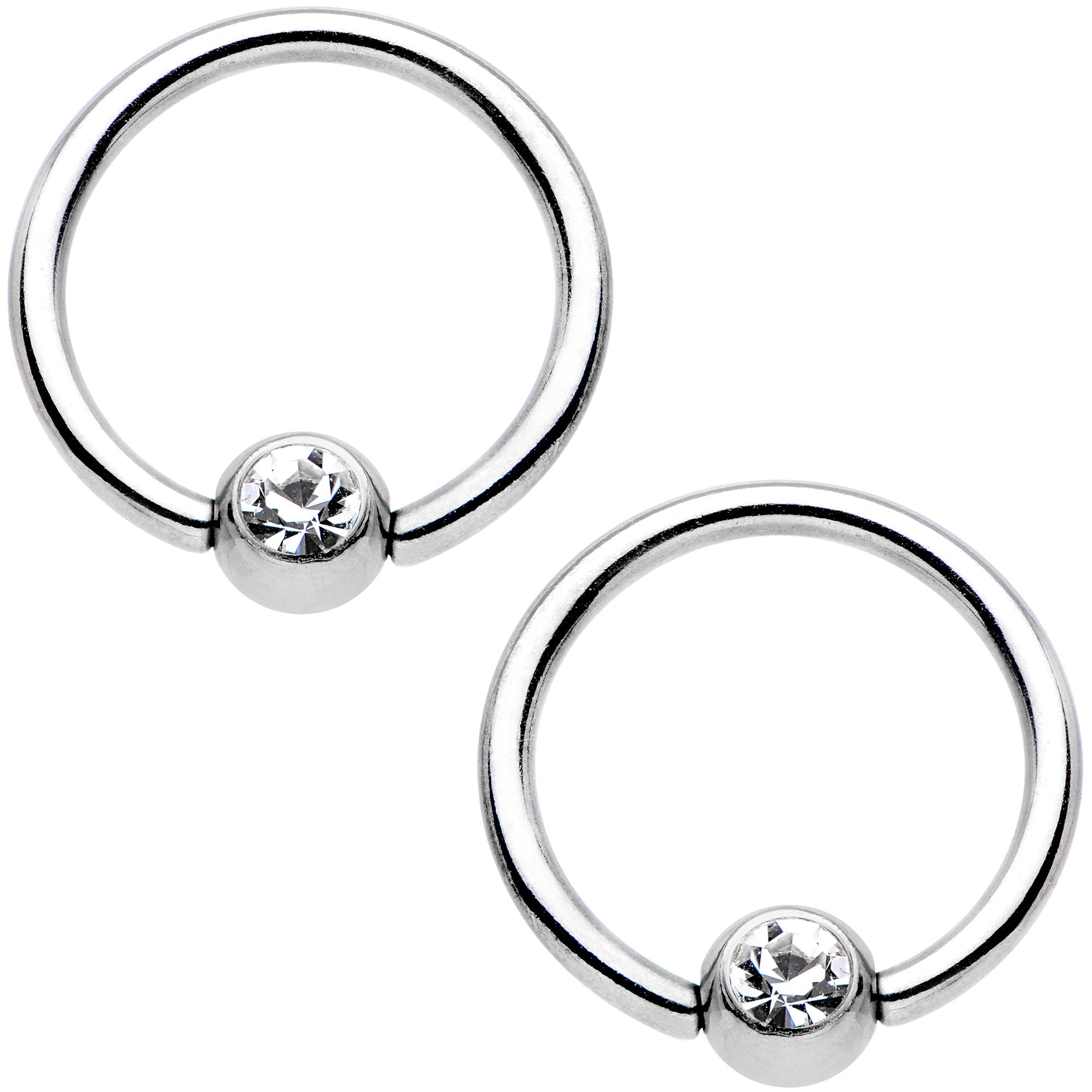 14G Clear Gem Mermaid Scale BCR Captive Nipple Ring Set of 4