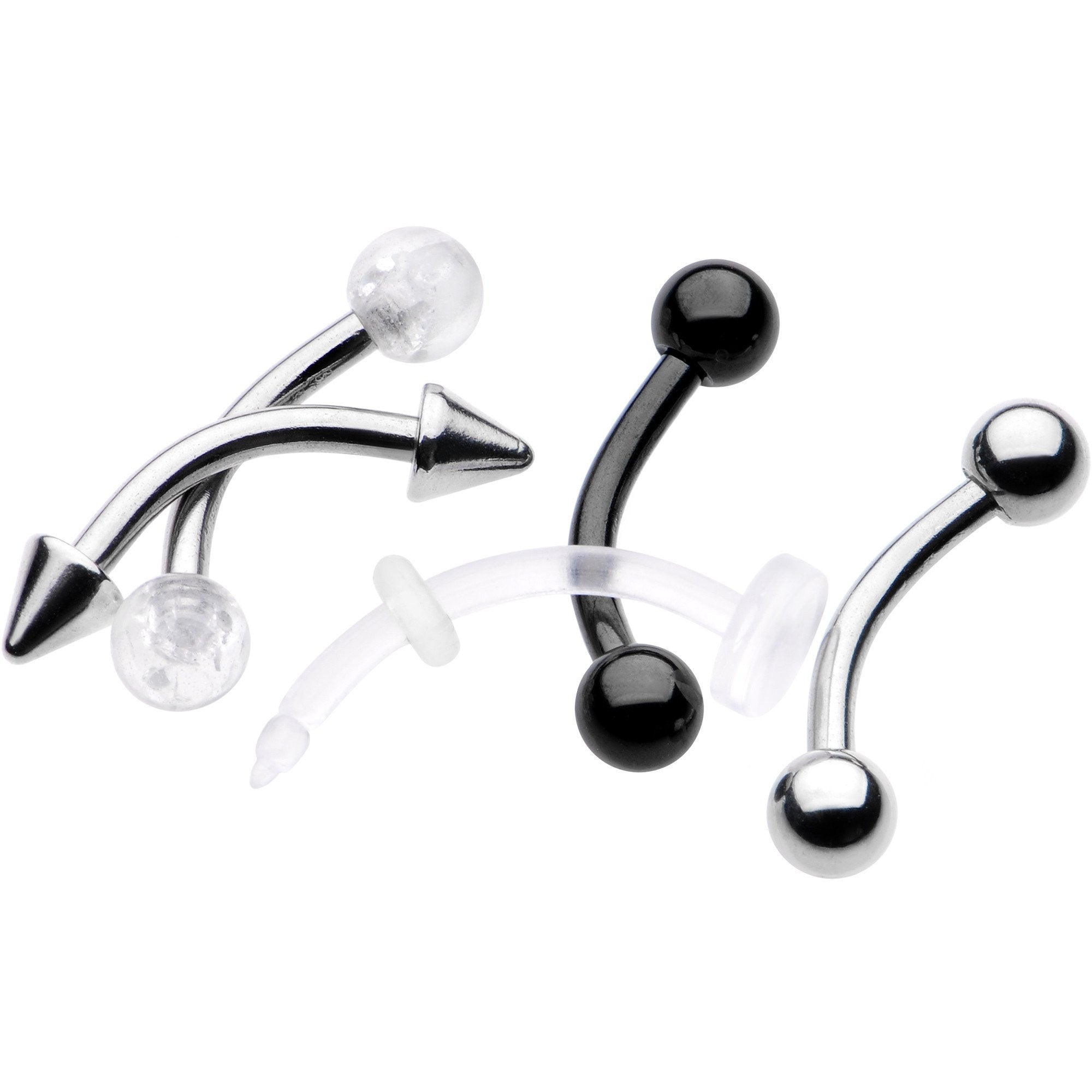 16G 5/16 Curved Barbell Eyebrow Ring Set of 5