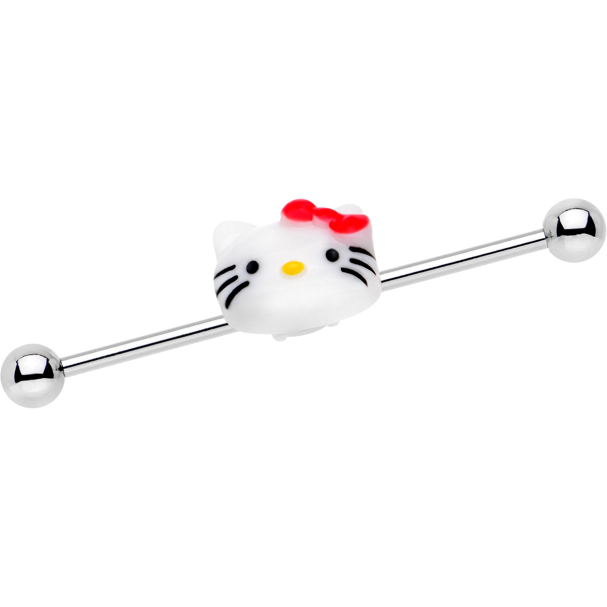 14G Licensed Hello Kitty Cat Icon Industrial Barbell 38mm