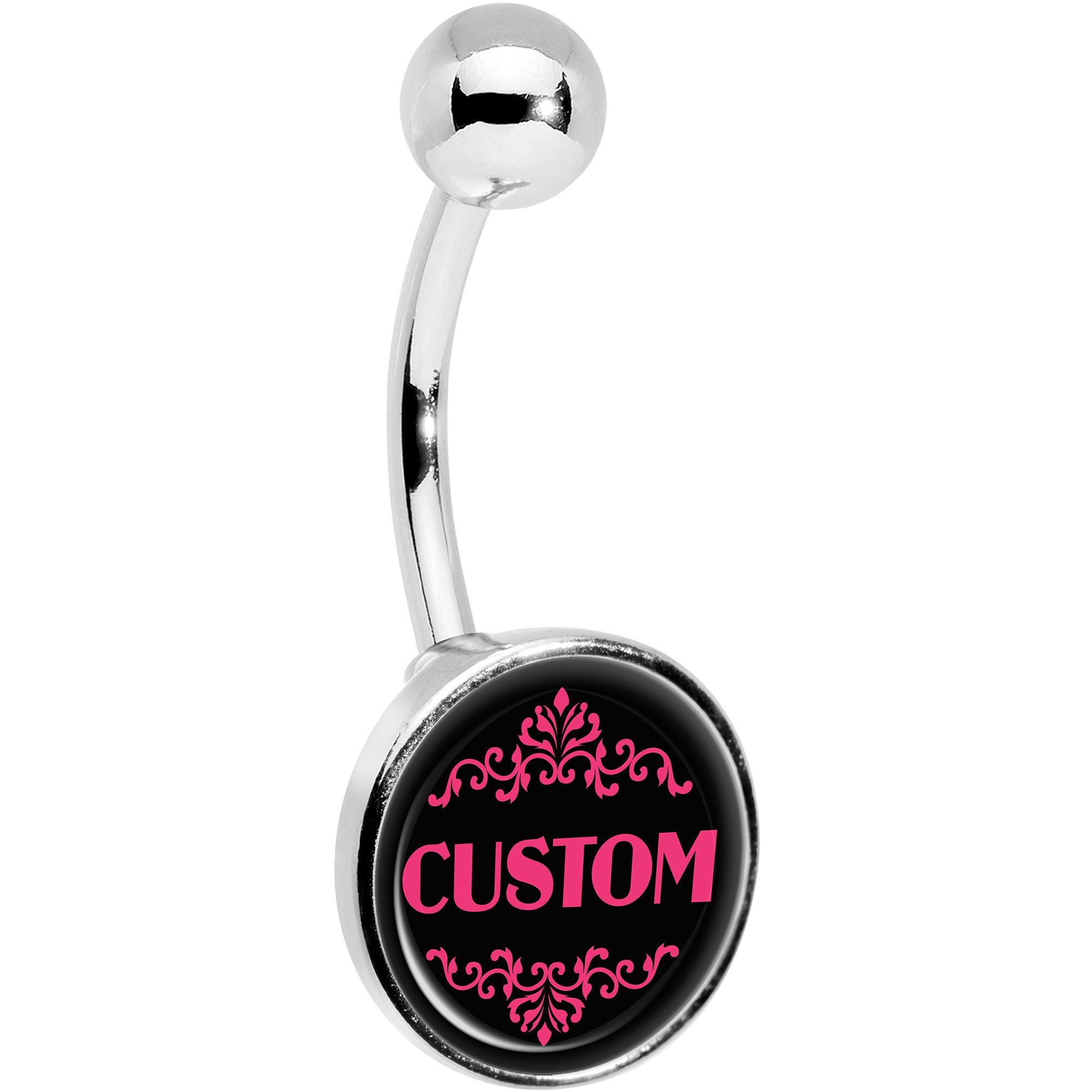 Custom Pink Personalized Name Stainless Steel Belly Ring stylish jewelry