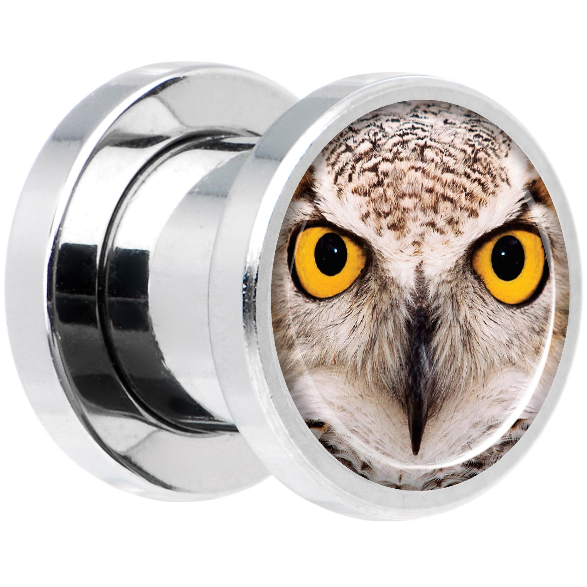 Full Color Owl Steel Screw Fit Plug Set 0G