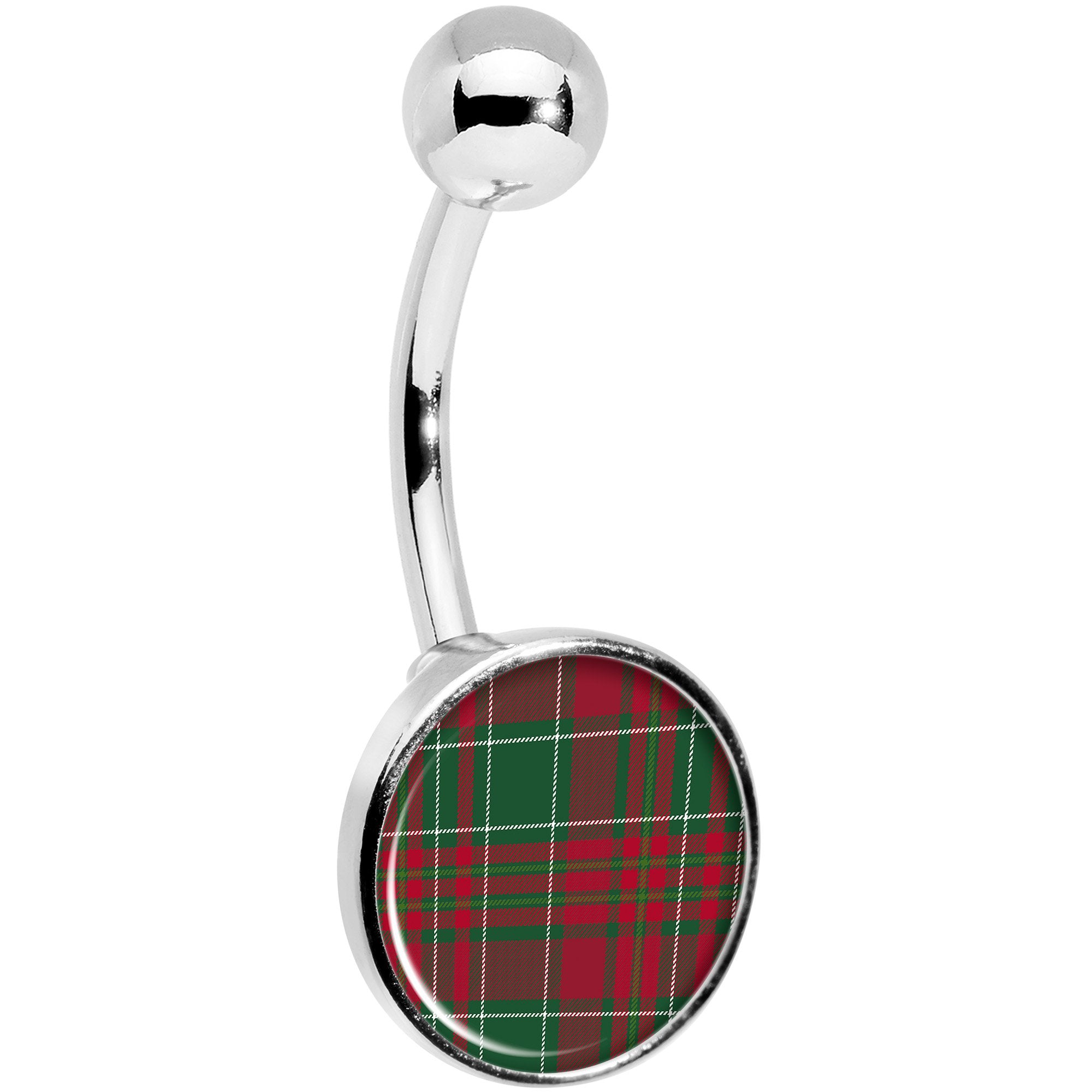 Christmas Red Green Plaid Stainless Steel Belly Ring stylish jewelry