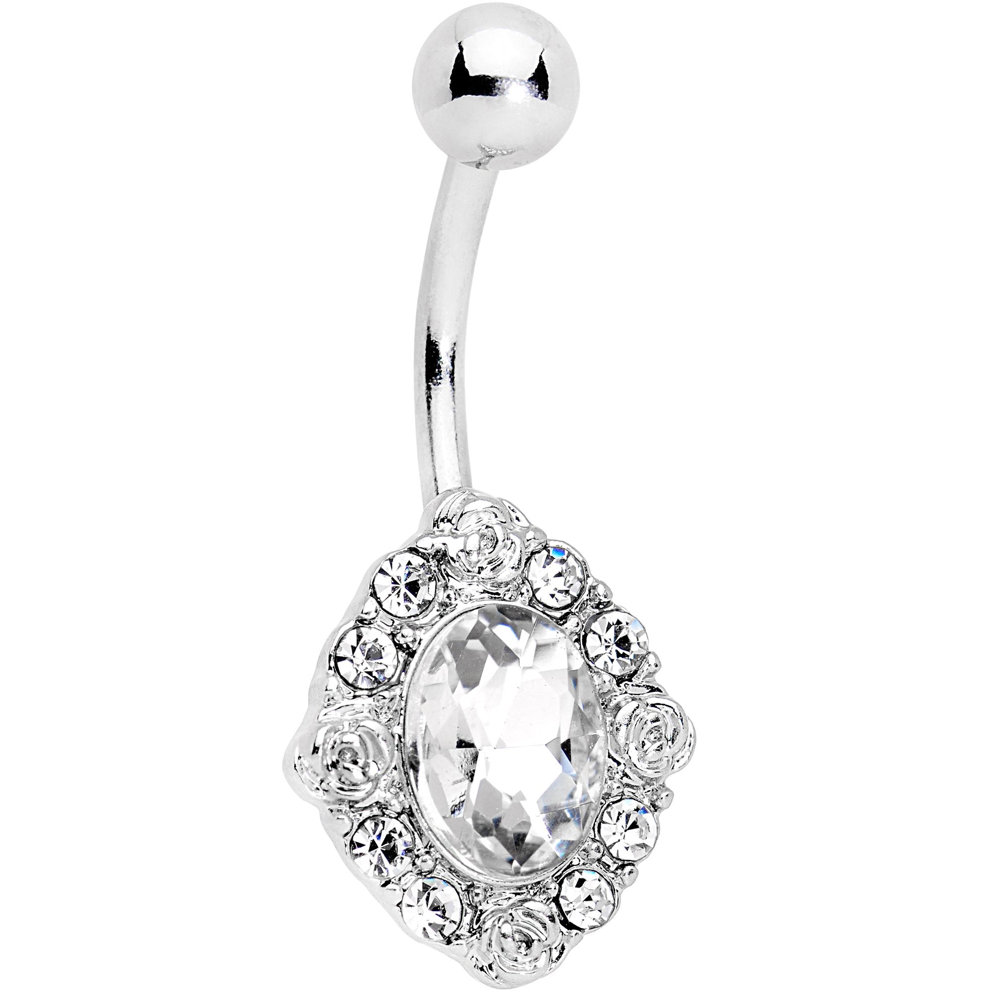 Clear Gem Long Look in the Mirror Belly Ring