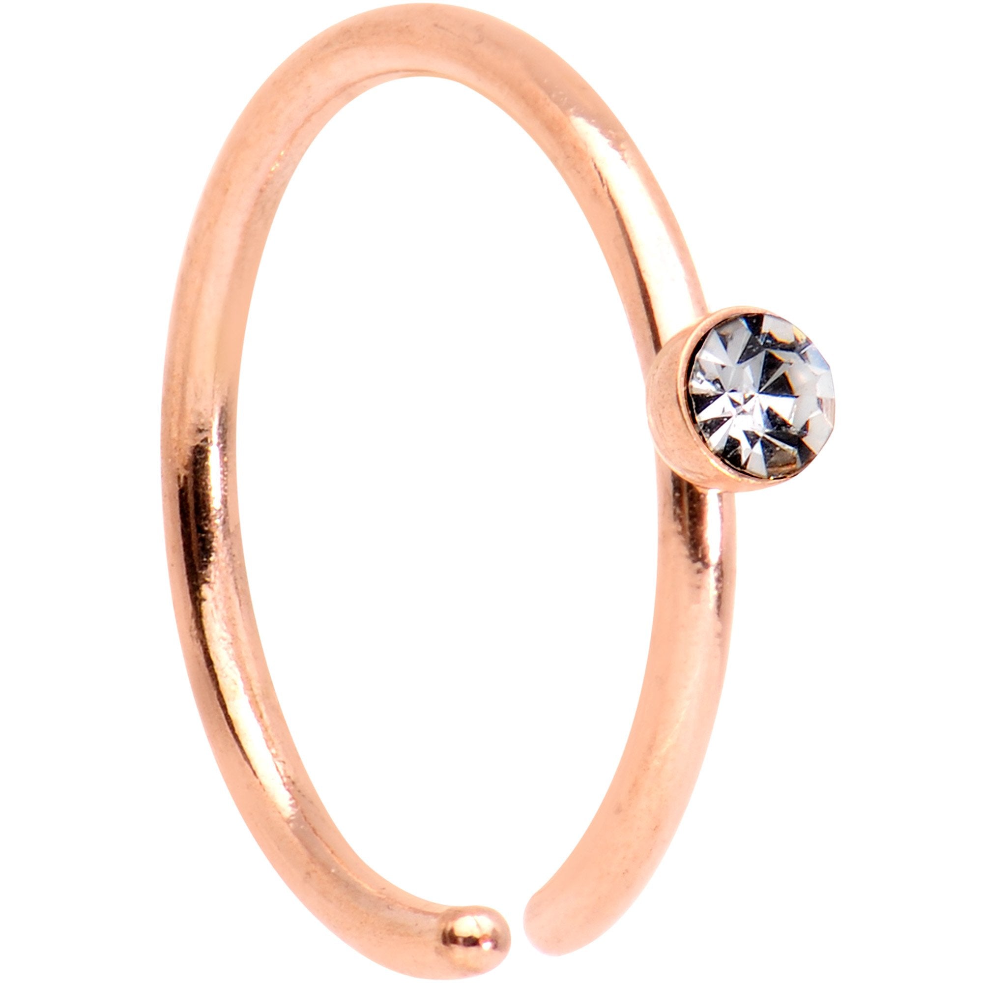 20G 5/16 Clear Gem Rose Gold Tone IP Seamless Circular Ring