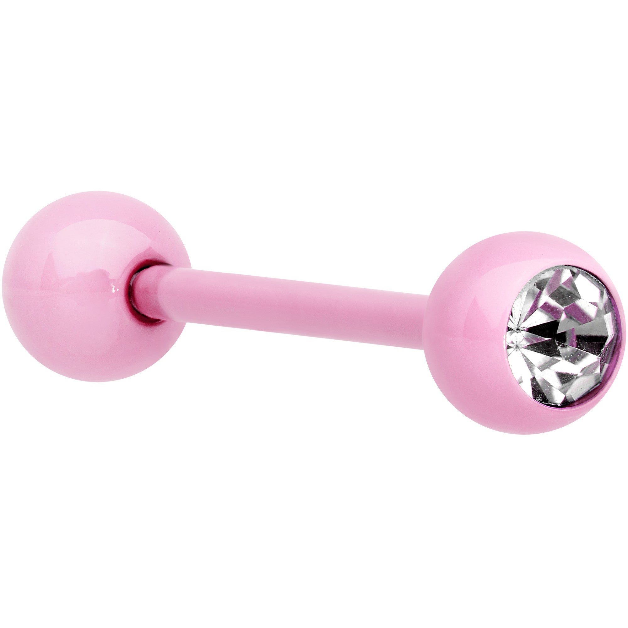 14G 5/8 Clear Gem Pink Acrylic Over Steel Tongue Ring