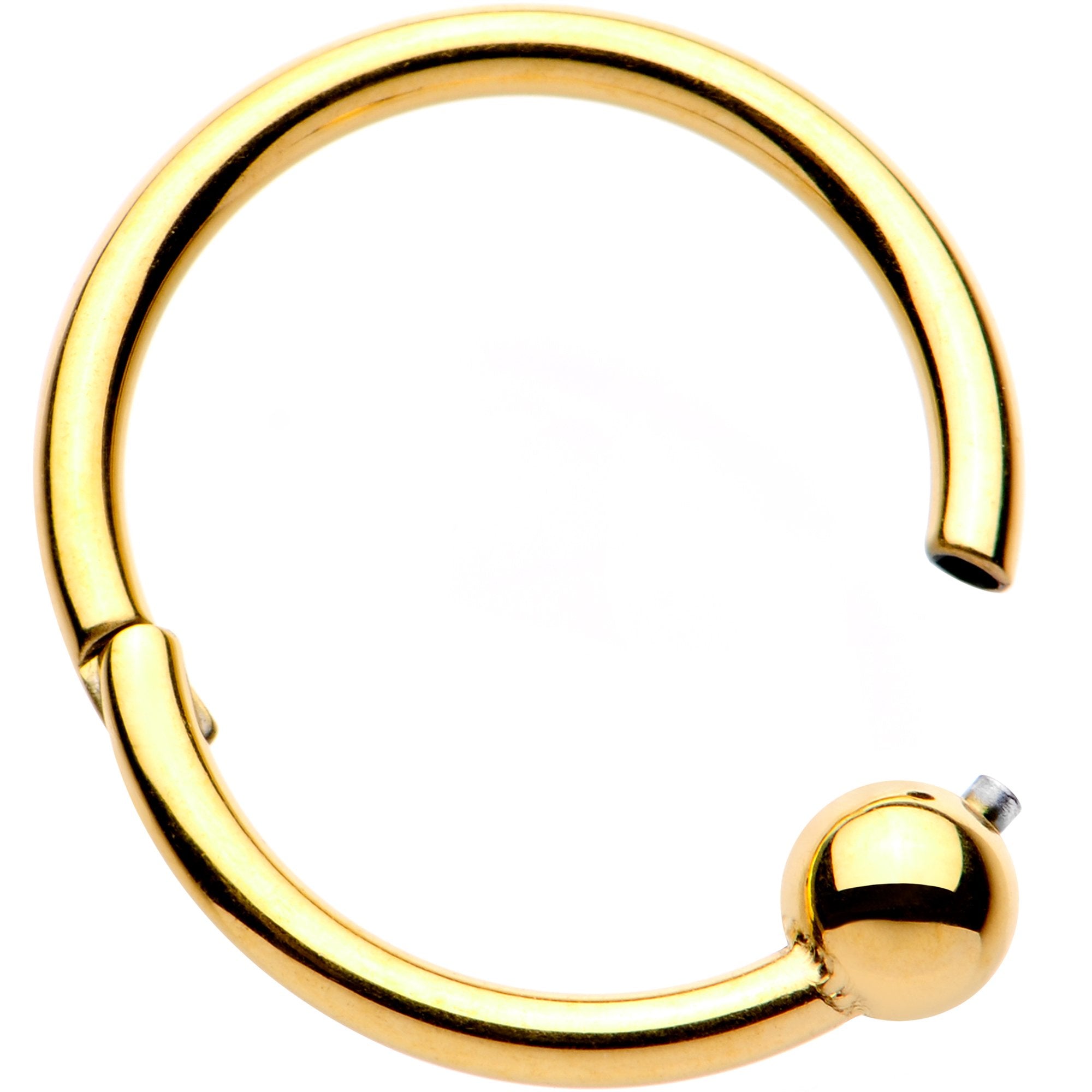 16G 3/8 Gold Tone Hinged Segment Faux Captive Ring
