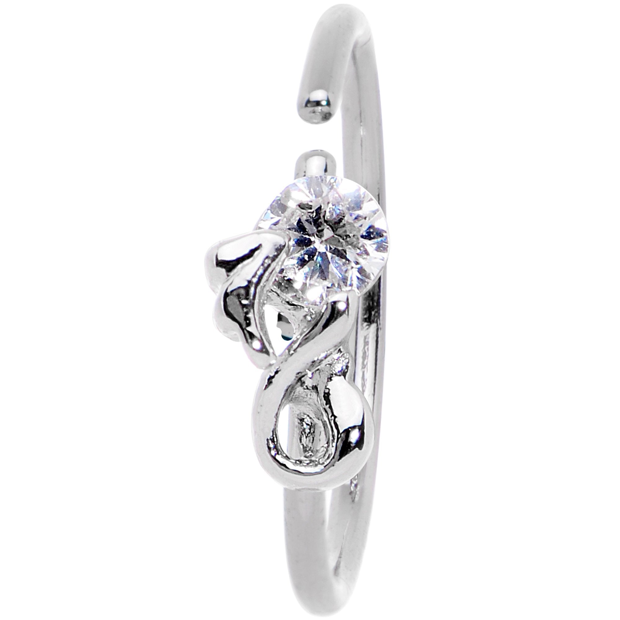 20G 3/8 Clear Gem Bow Seamless Circular Ring